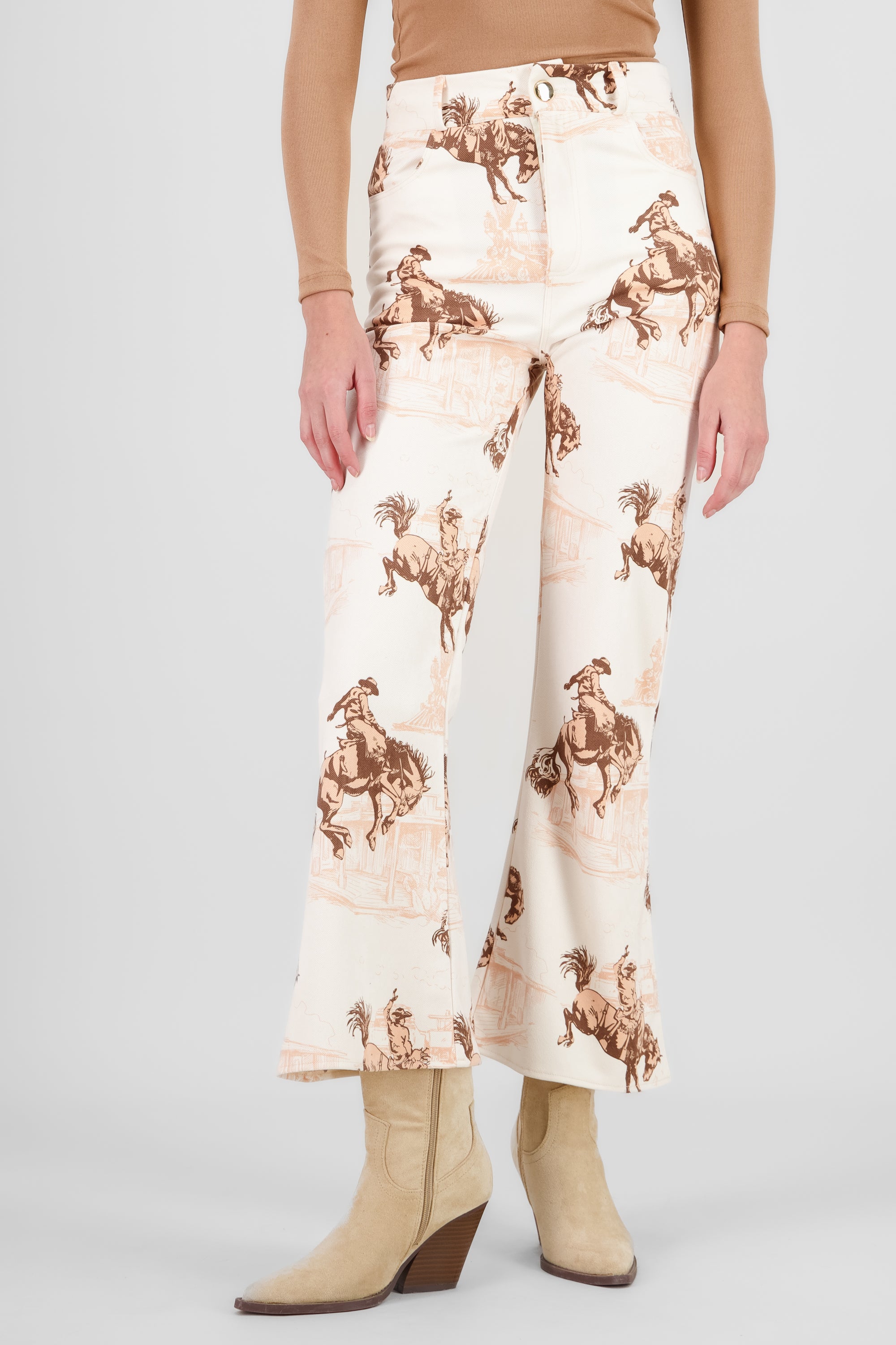 Suede Western Print Pants AUTUMN MULTICOLOR