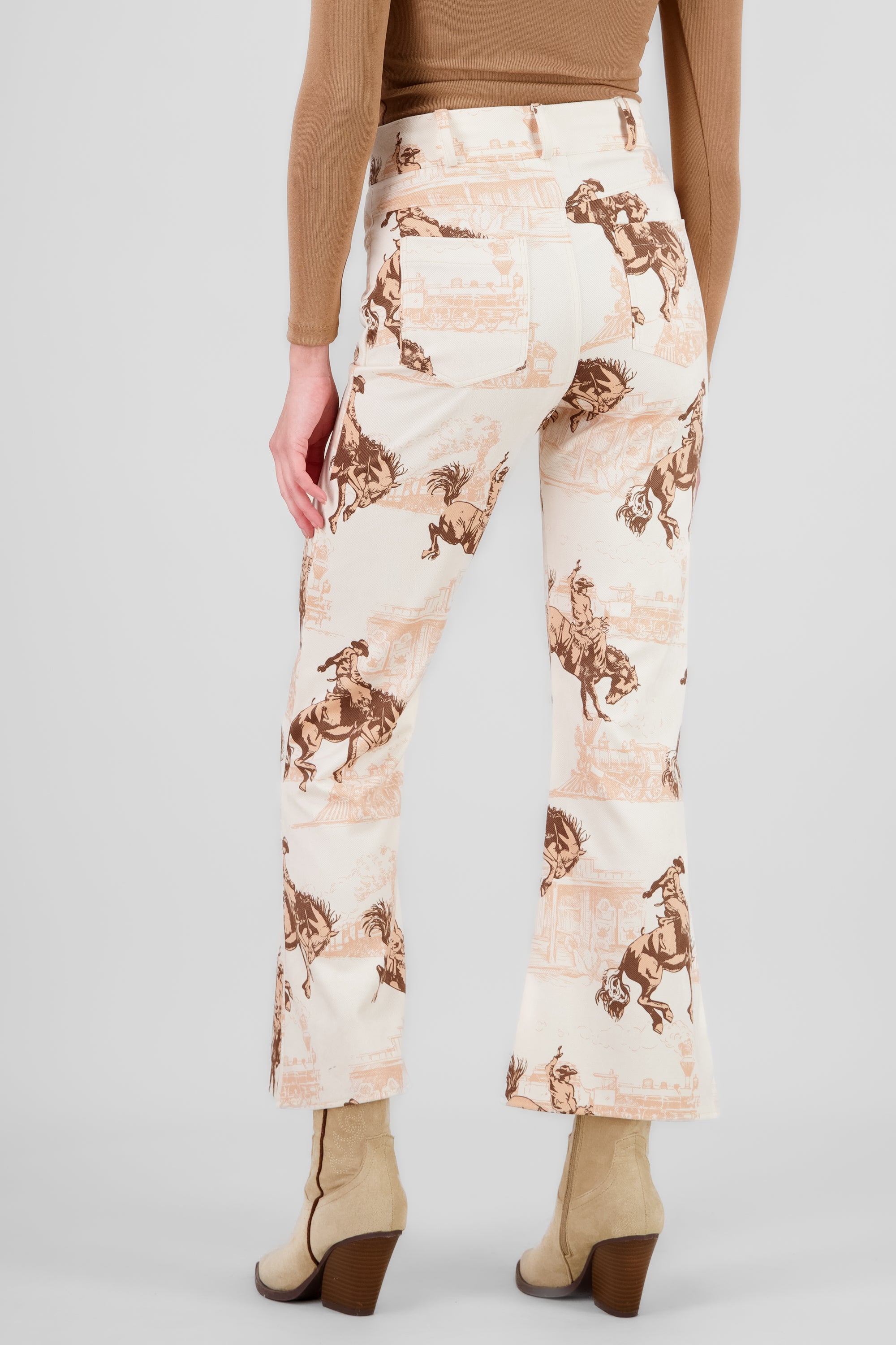 Suede Western Print Pants AUTUMN MULTICOLOR