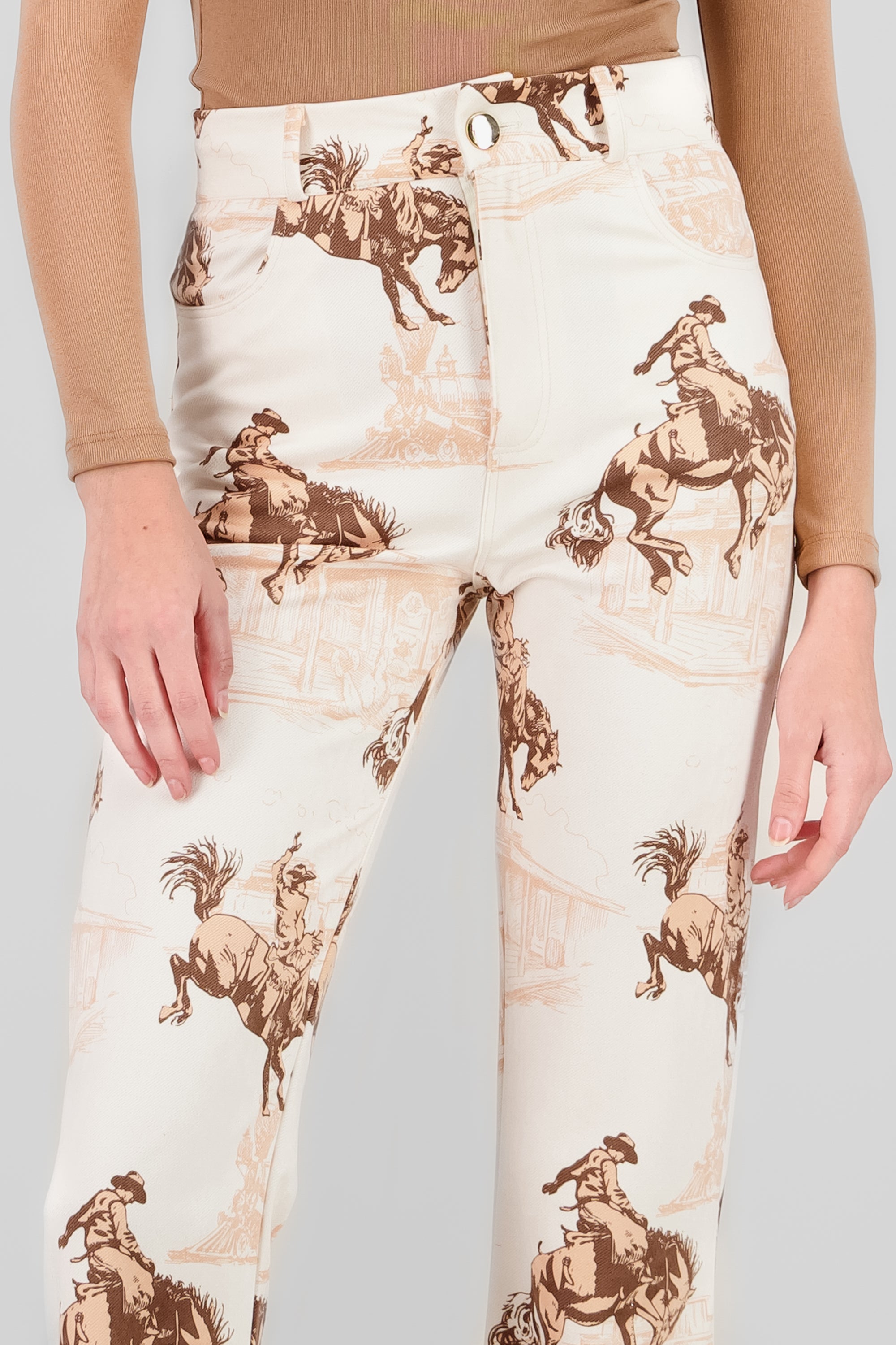 Suede Western Print Pants AUTUMN MULTICOLOR