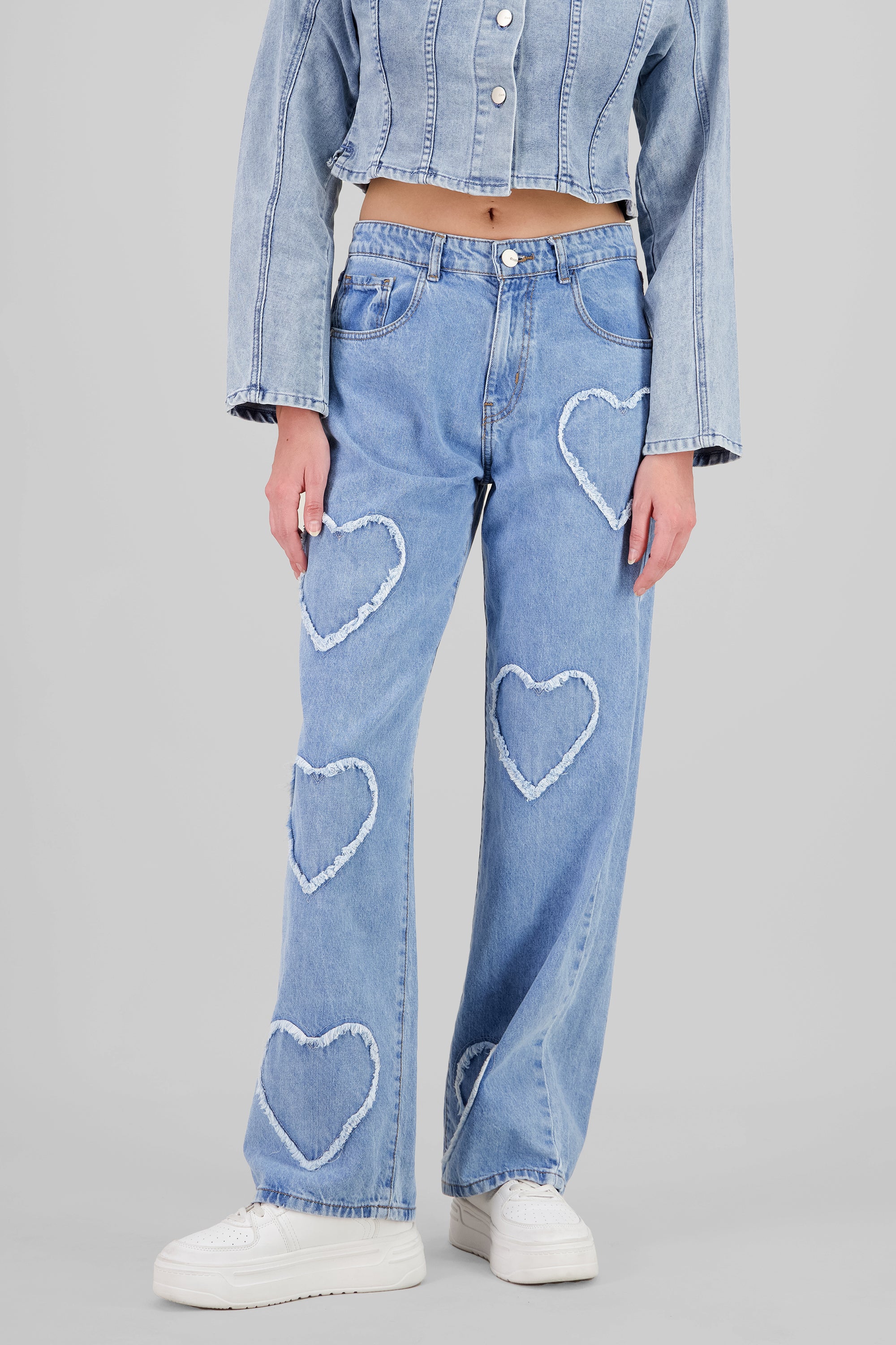 Straight Jeans with Hearts LIGHT WASH