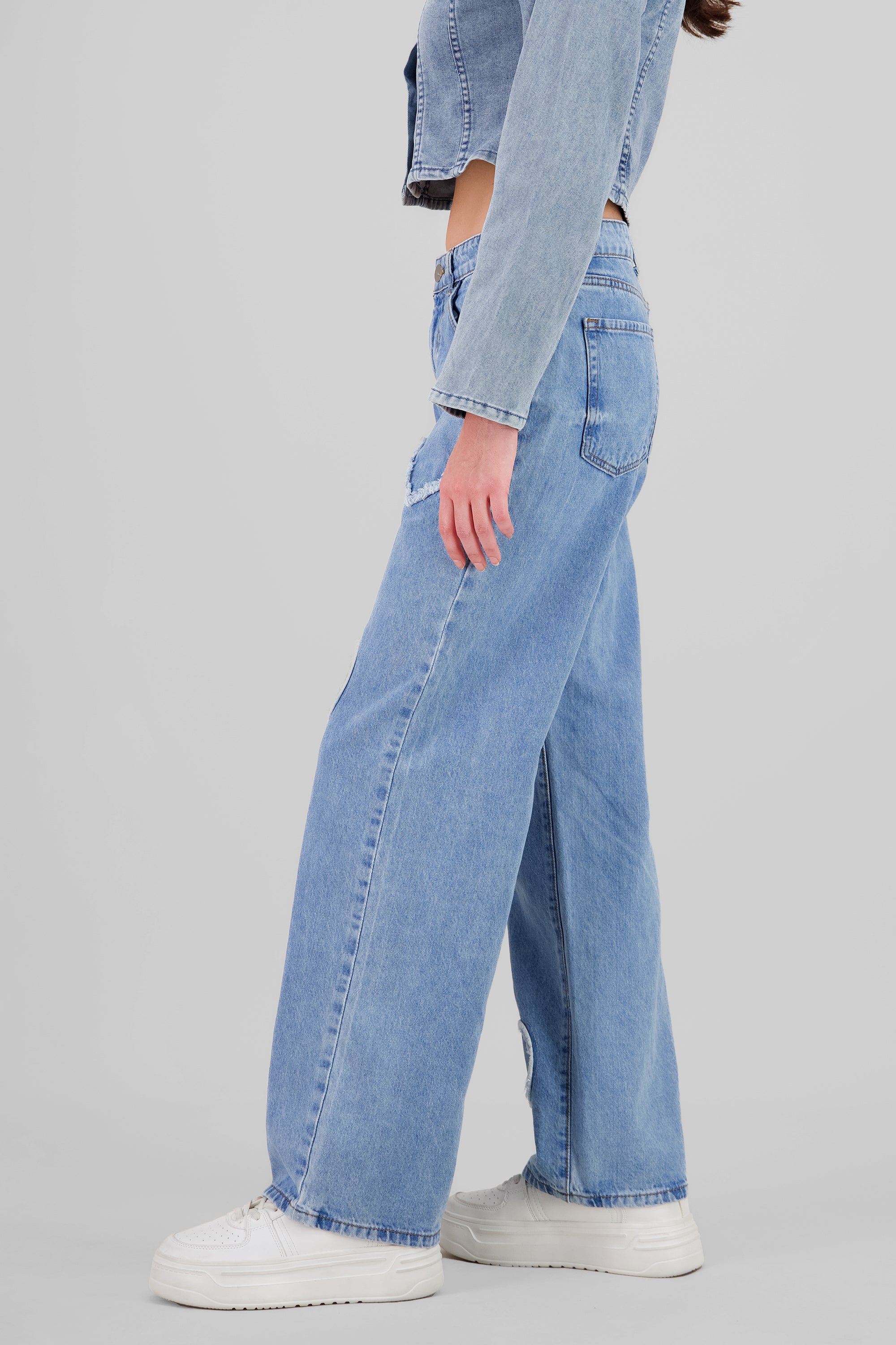 Straight Jeans with Hearts LIGHT WASH