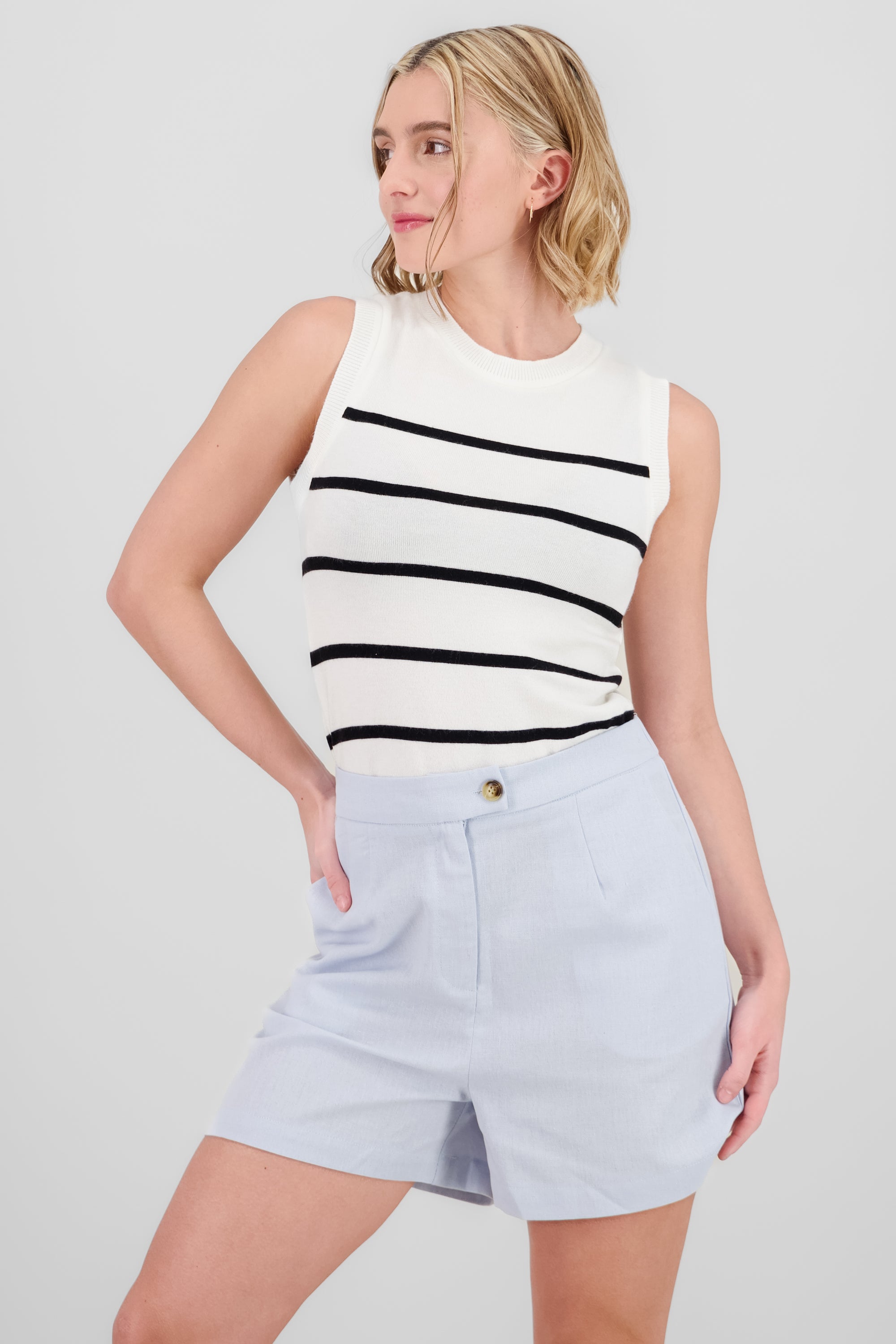 Striped knit vest WHITE COMBO