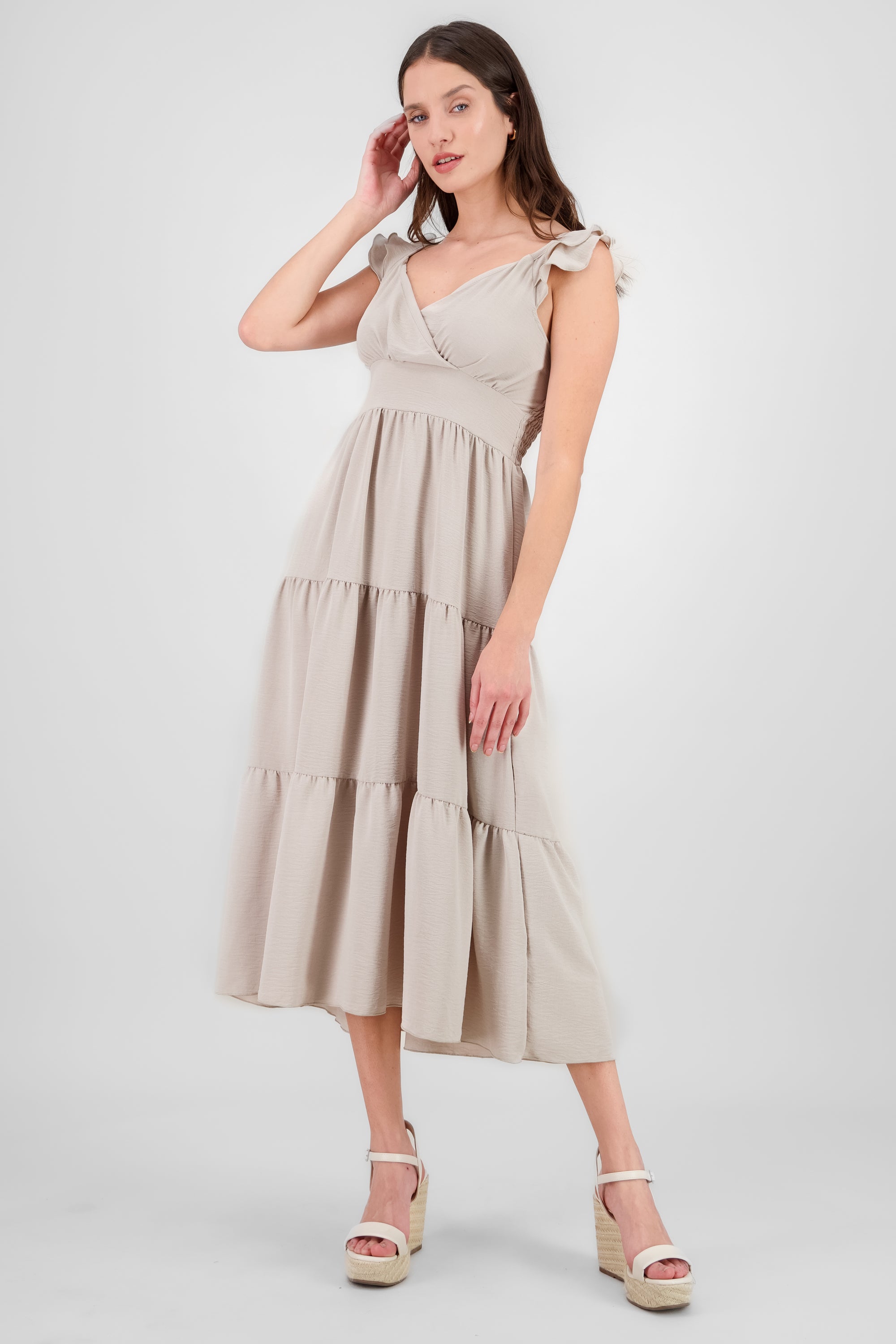 Maxi Dress with Ruffles GREY