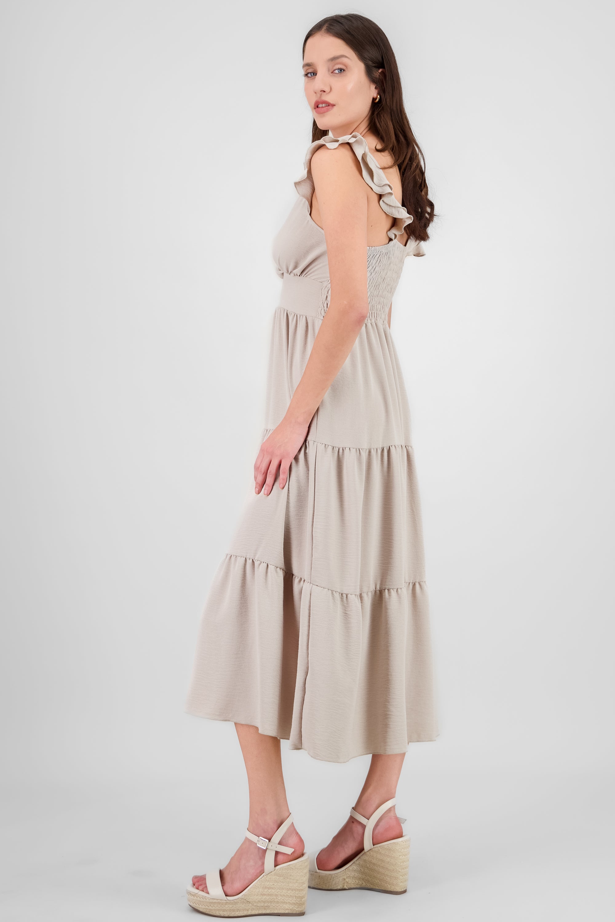 Maxi Dress with Ruffles GREY