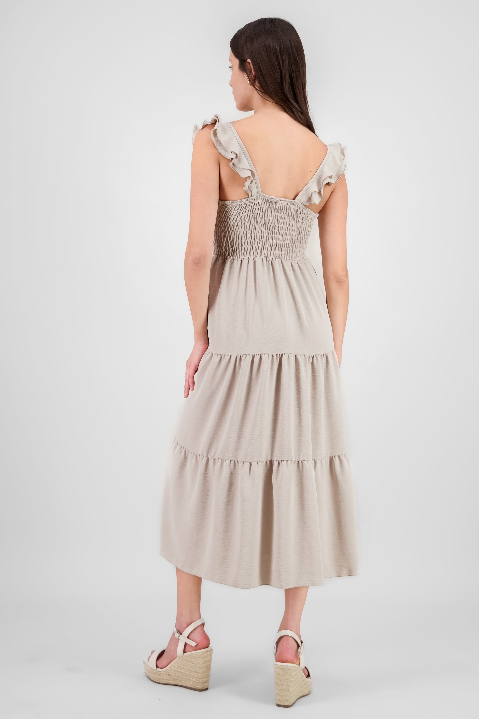 Maxi Dress with Ruffles GREY