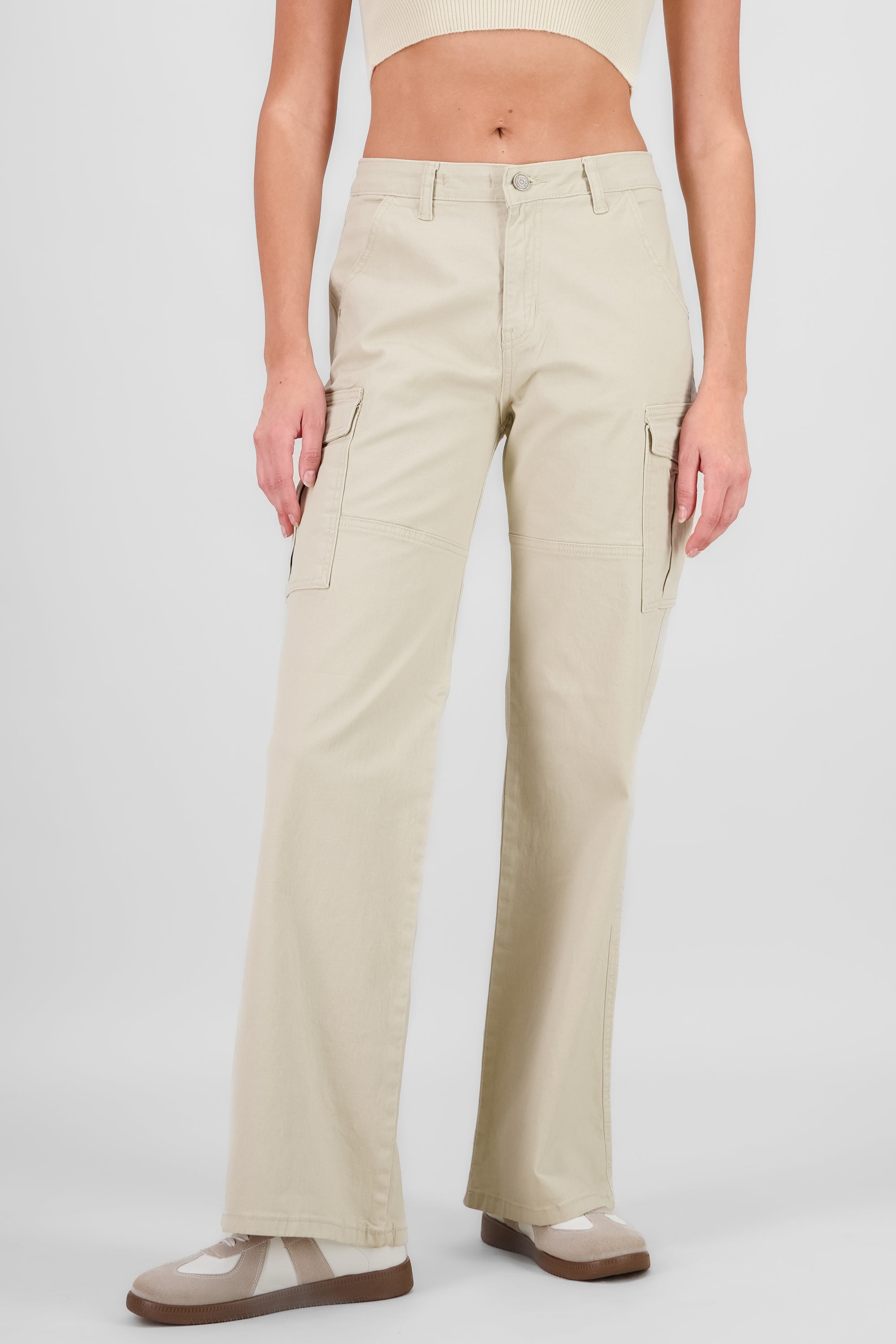 Cargo Wide Leg Pocket Jeans IVORY