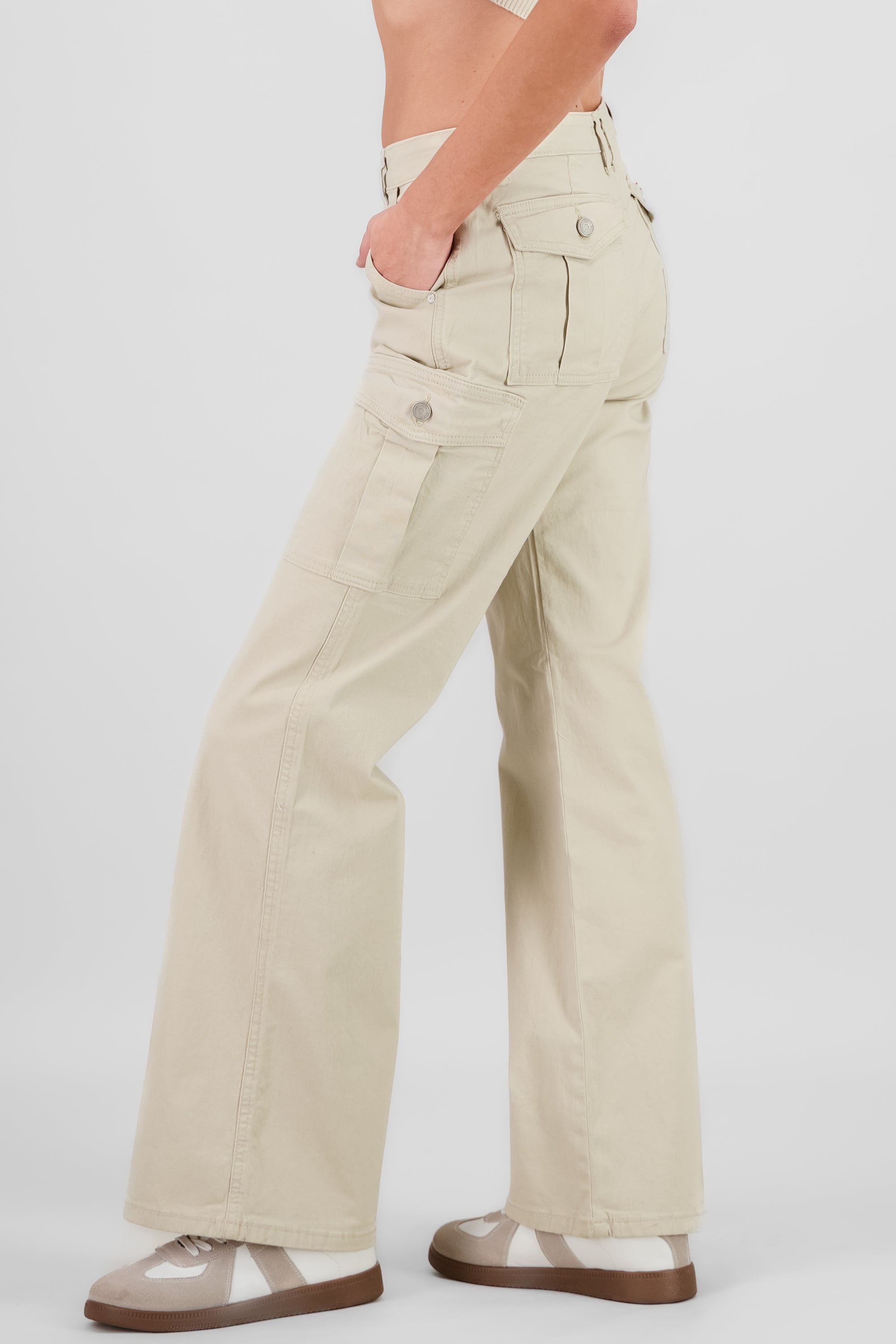 Cargo Wide Leg Pocket Jeans IVORY