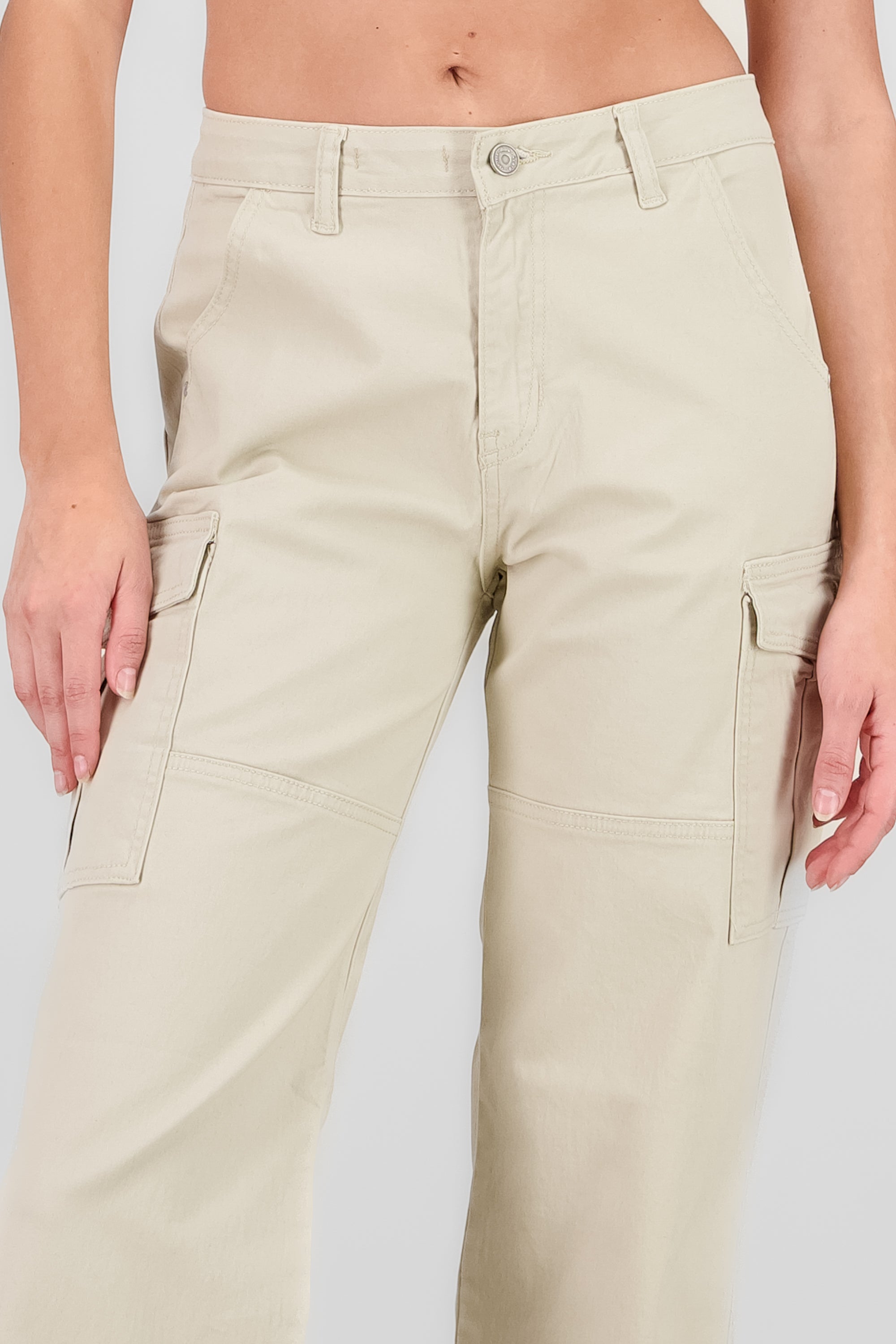 Cargo Wide Leg Pocket Jeans IVORY