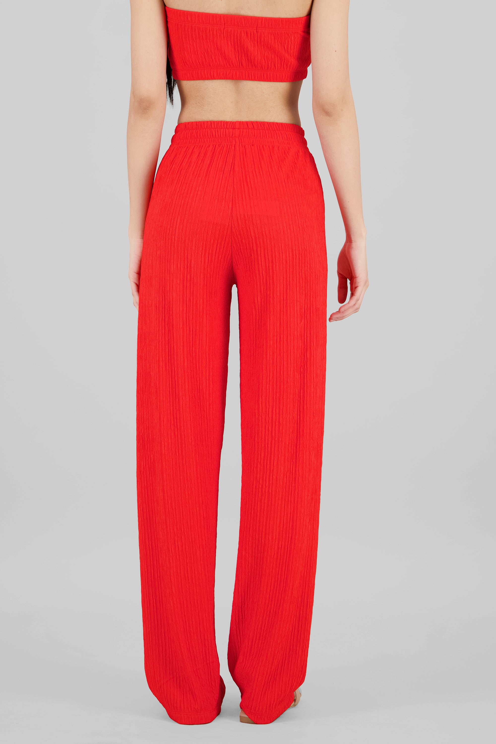 Wide leg textured pants RED