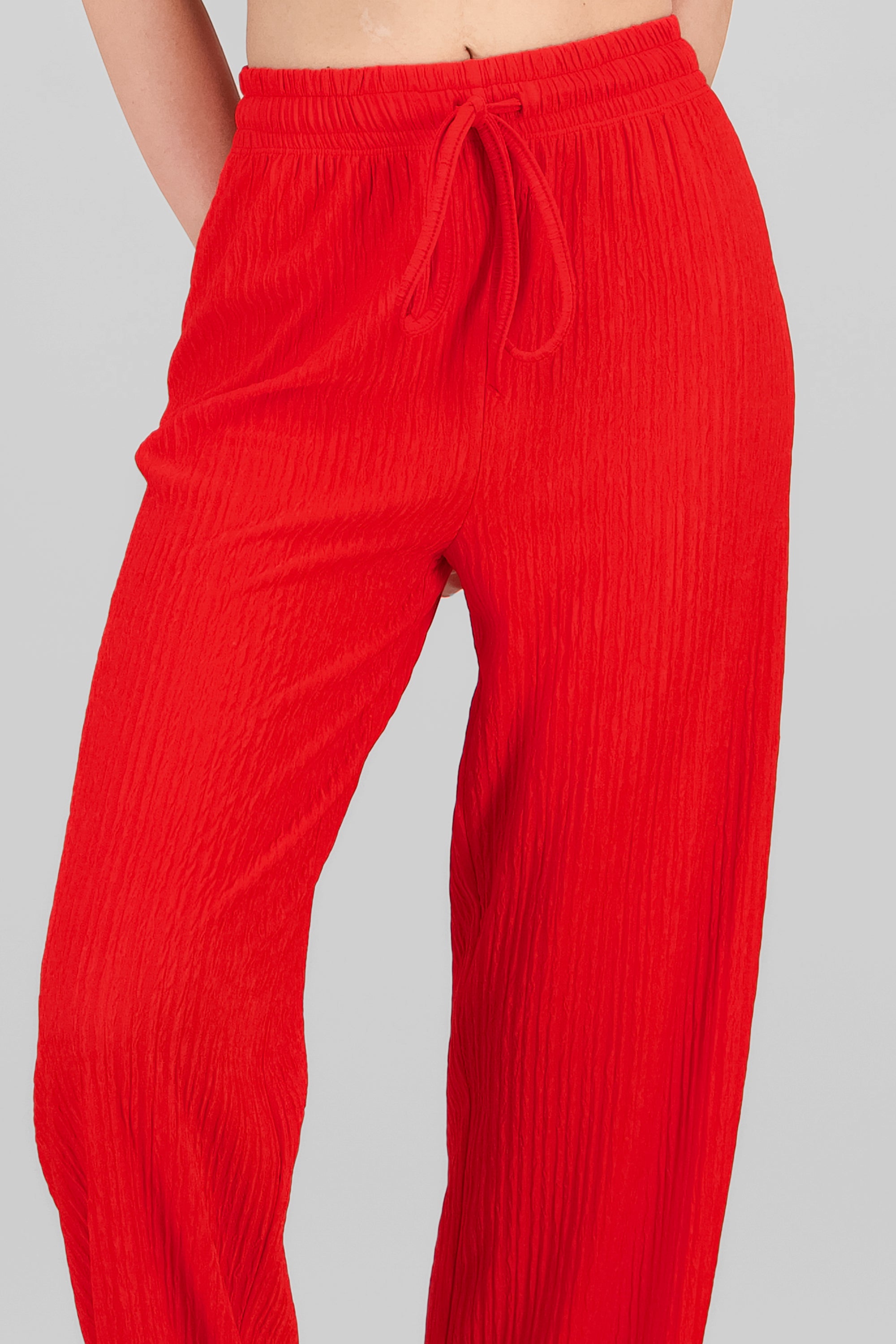 Wide leg textured pants RED