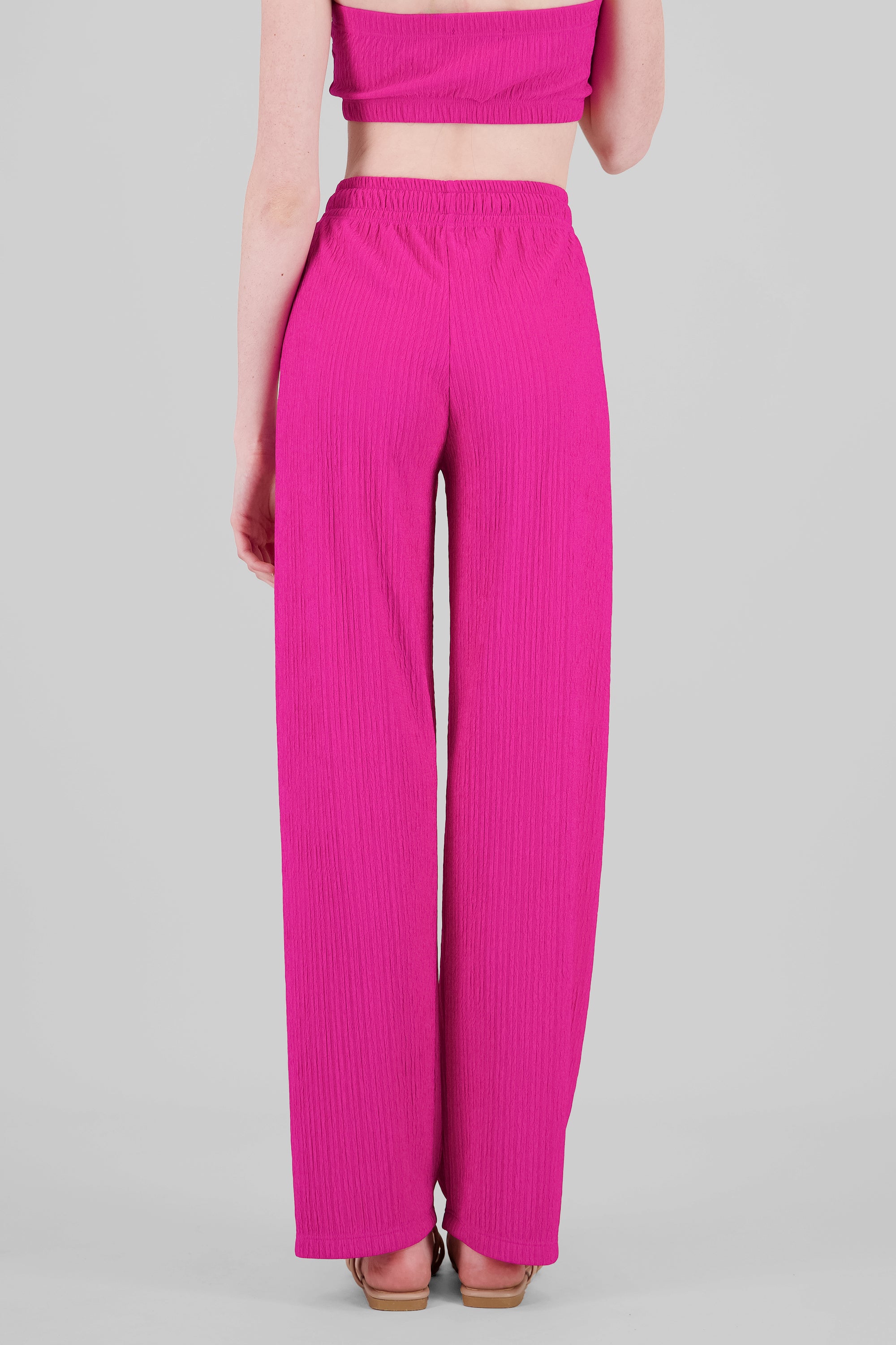 Wide leg textured pants MAGENTA