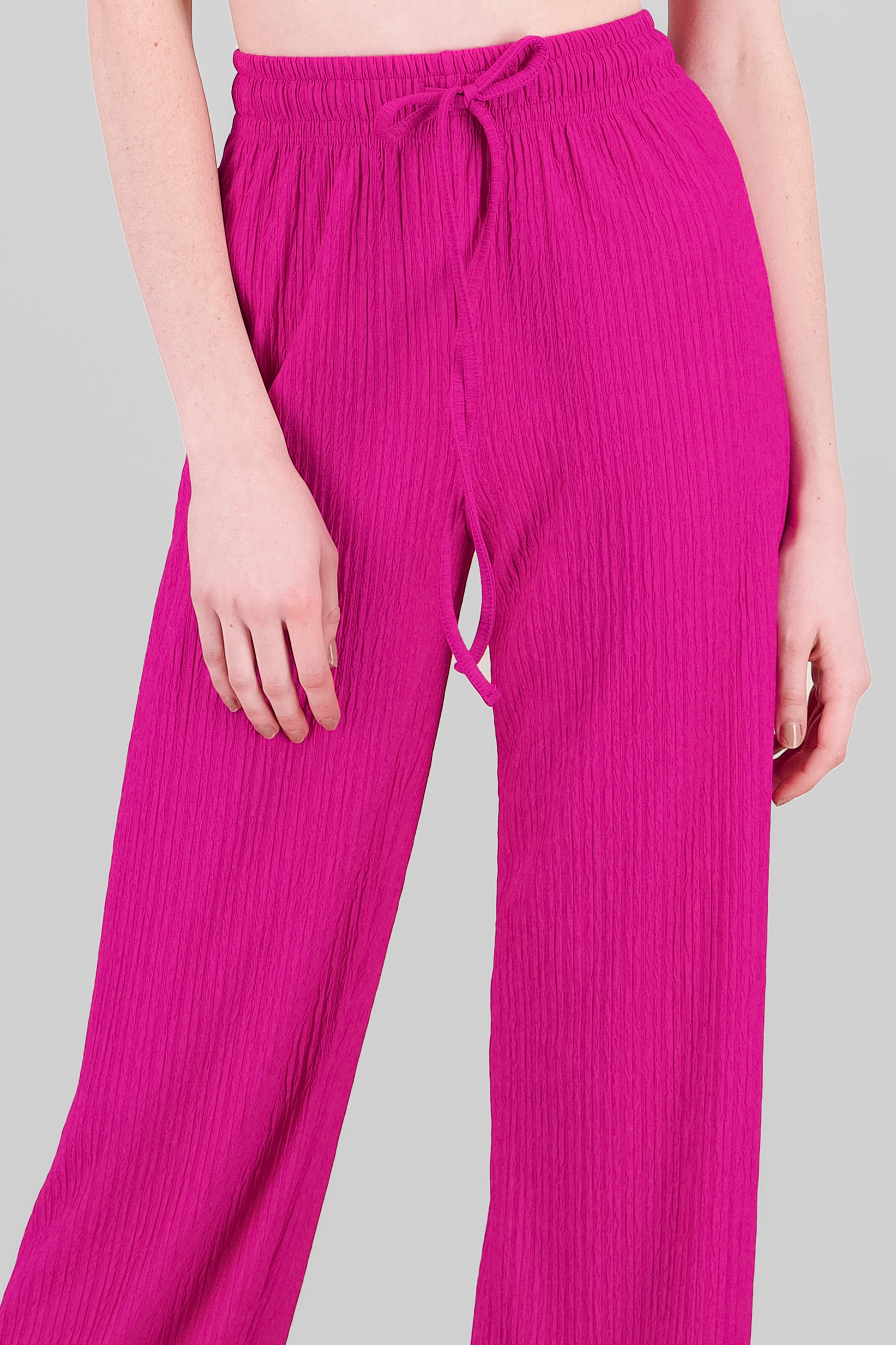 Wide leg textured pants MAGENTA