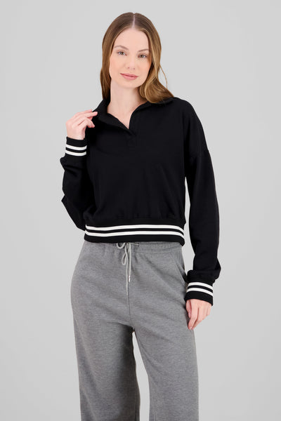 Polo Neck Sweatshirt BLACK