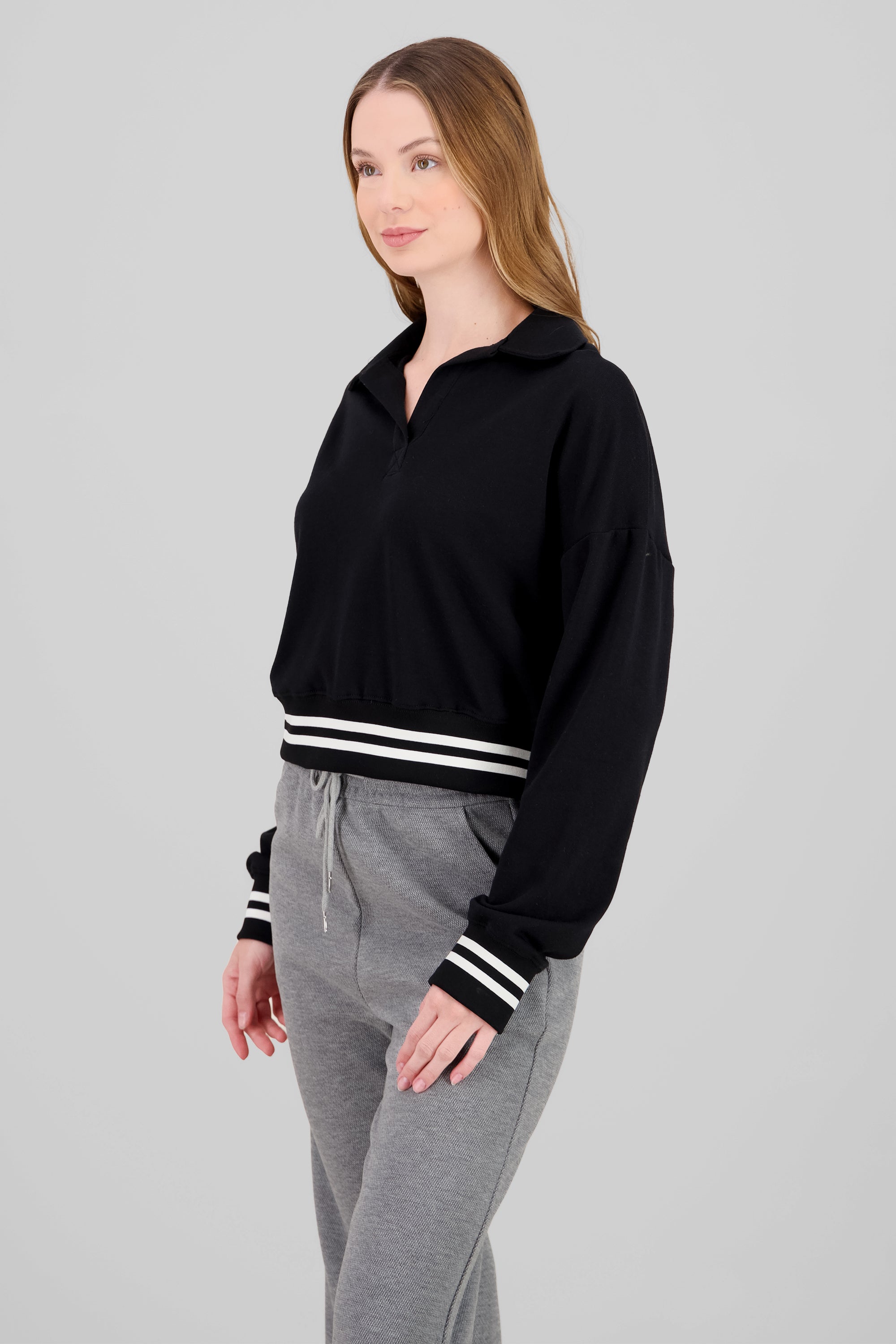 Polo Neck Sweatshirt BLACK