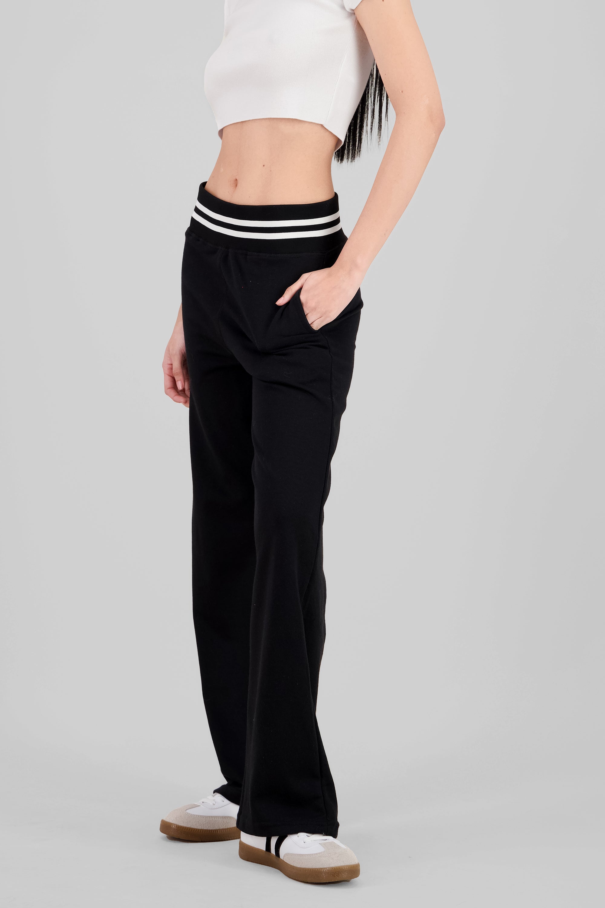 Drawstring Waist Straight Joggers BLACK