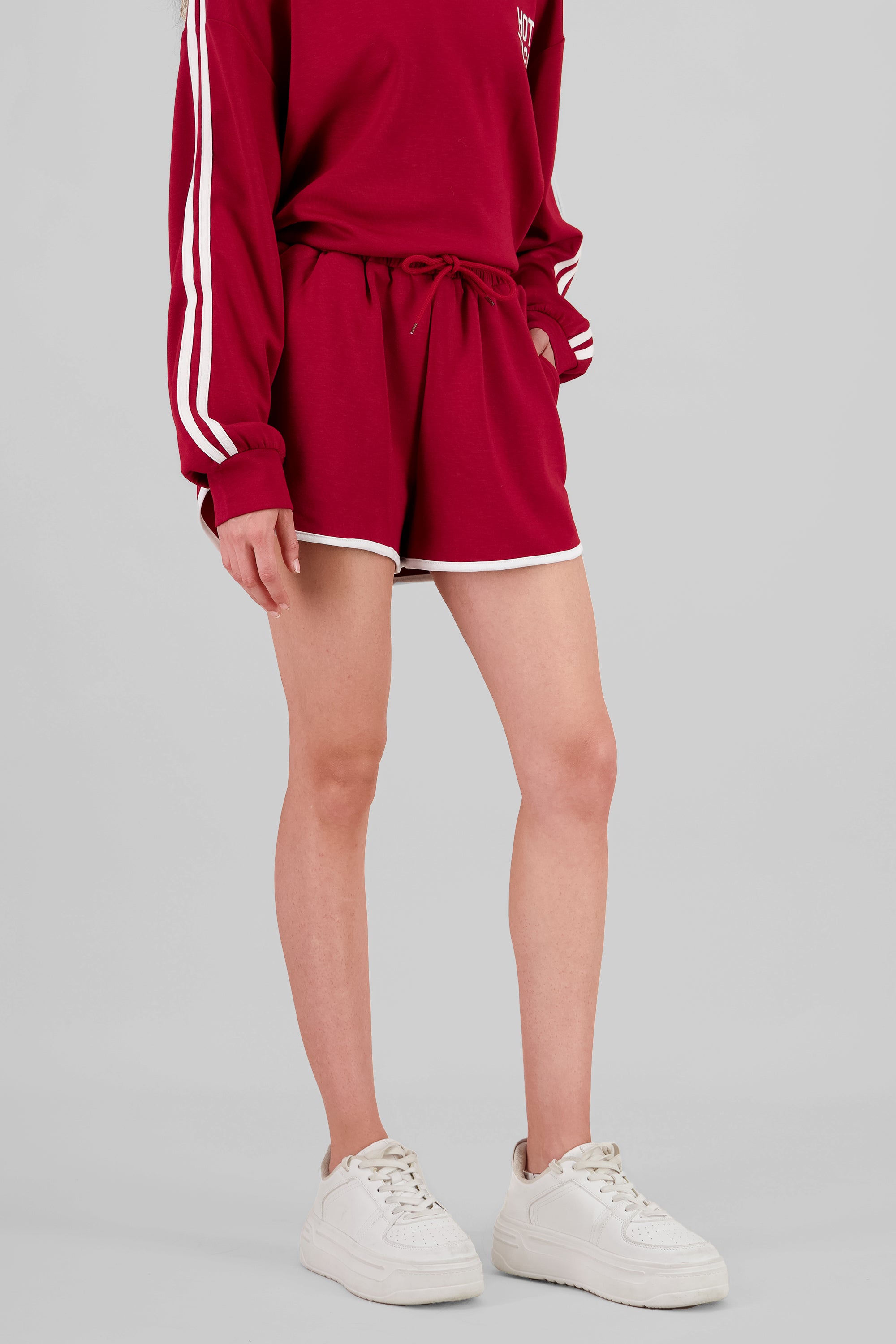 Sporty Shorts with Hem Detail BURNT RED