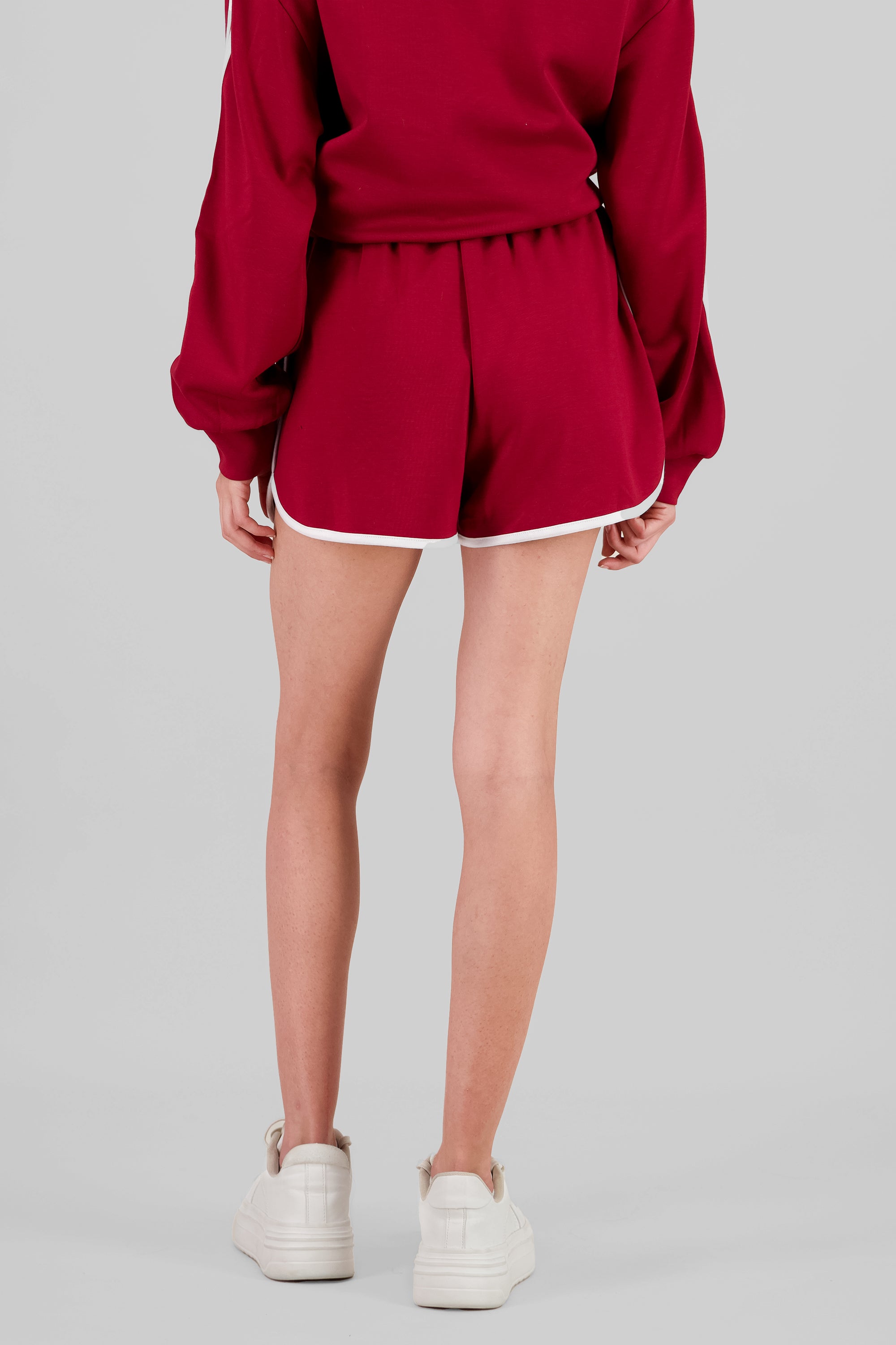 Sporty Shorts with Hem Detail BURNT RED