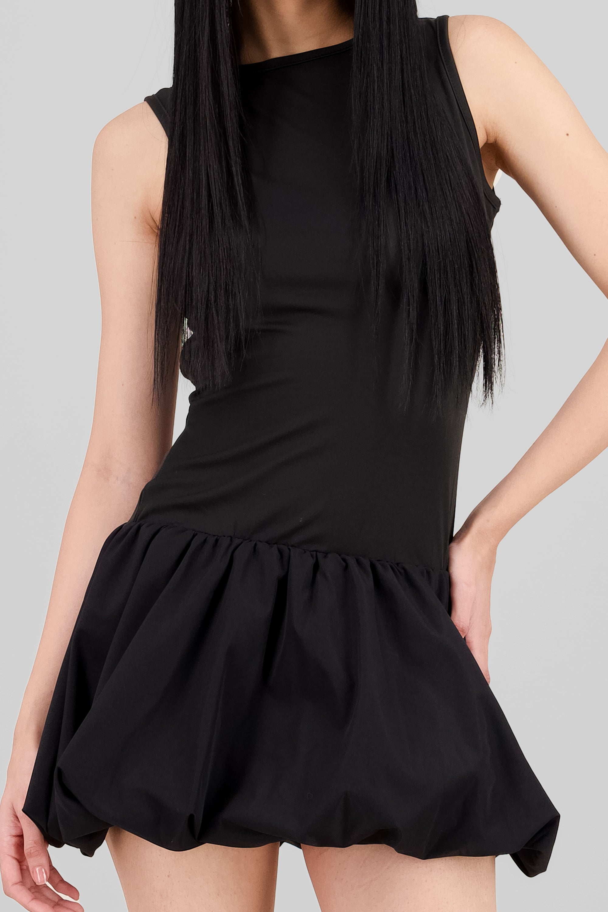 Bubble Sleeveless Dress BLACK