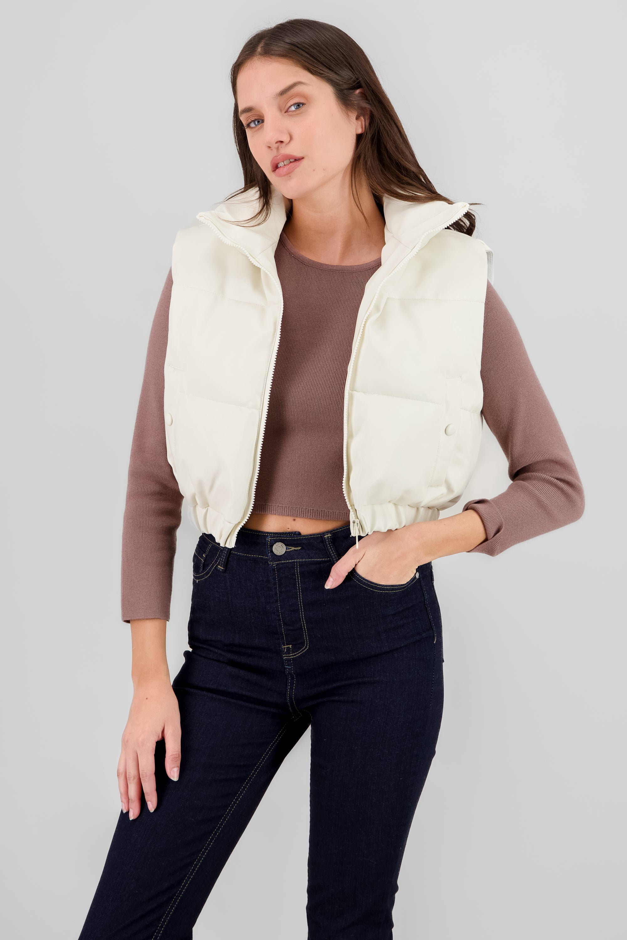 Cropped Faux Fur Vest CREAM