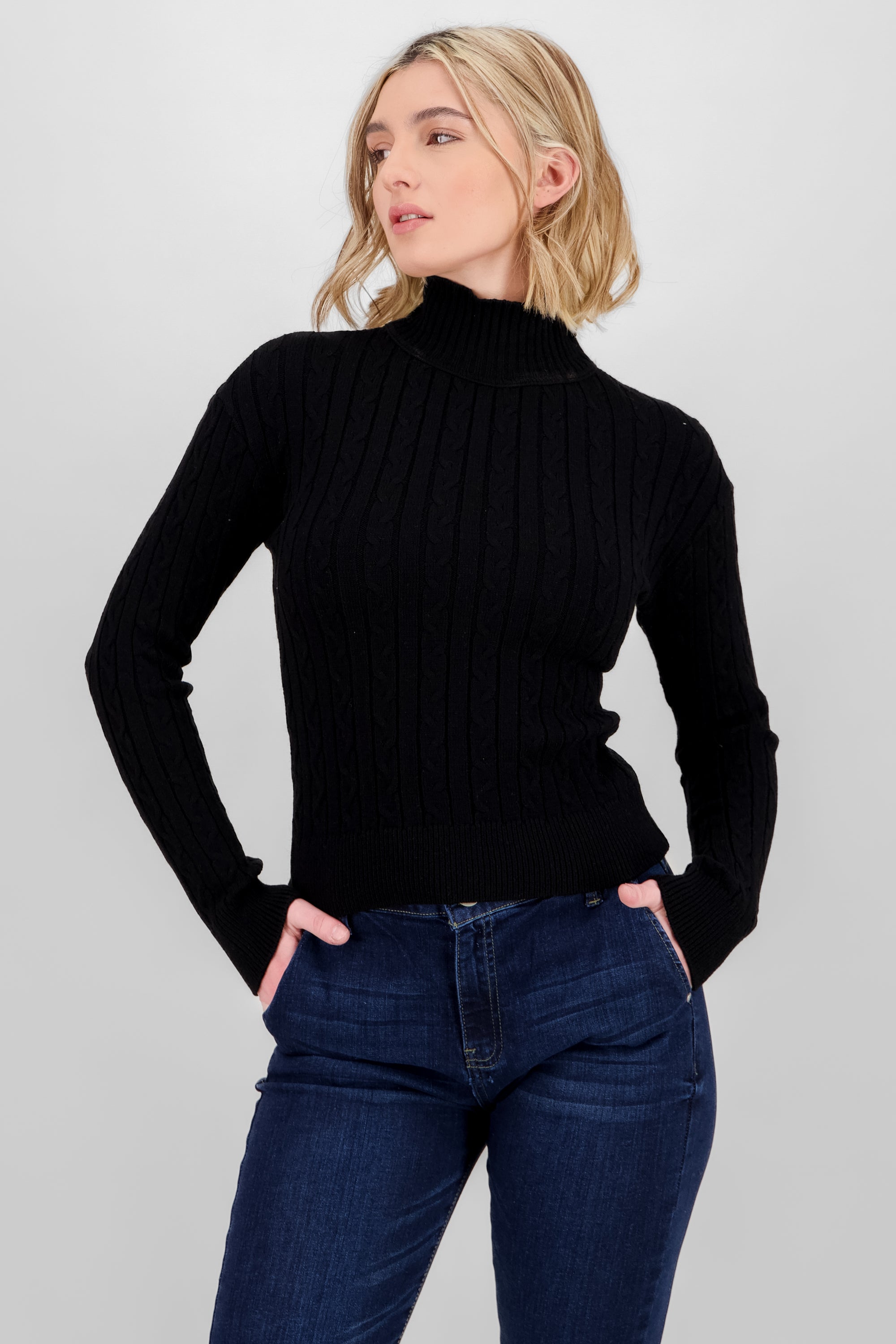 Long Sleeve Knit Sweater BLACK