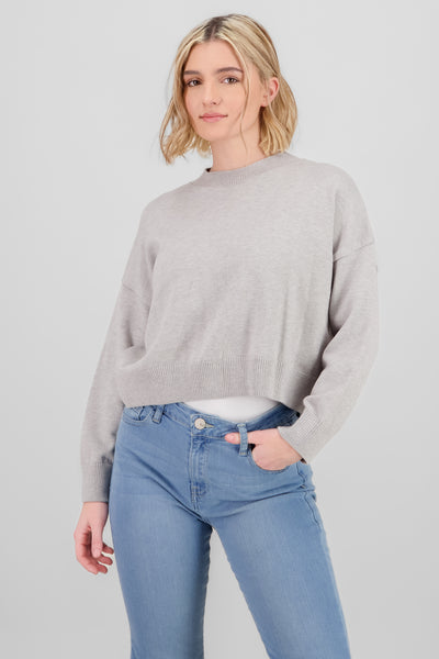 Solid Long Sleeve Sweater GRAY