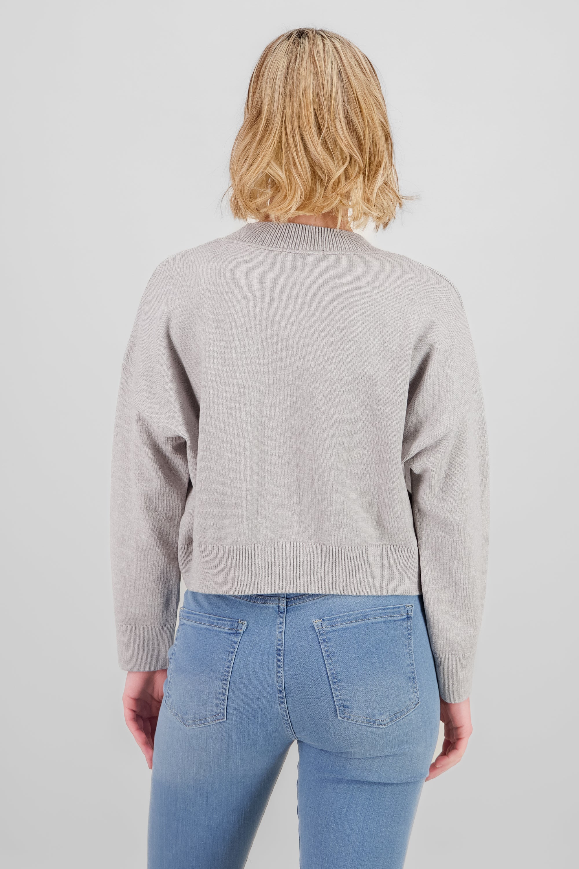 Solid Long Sleeve Sweater GRAY