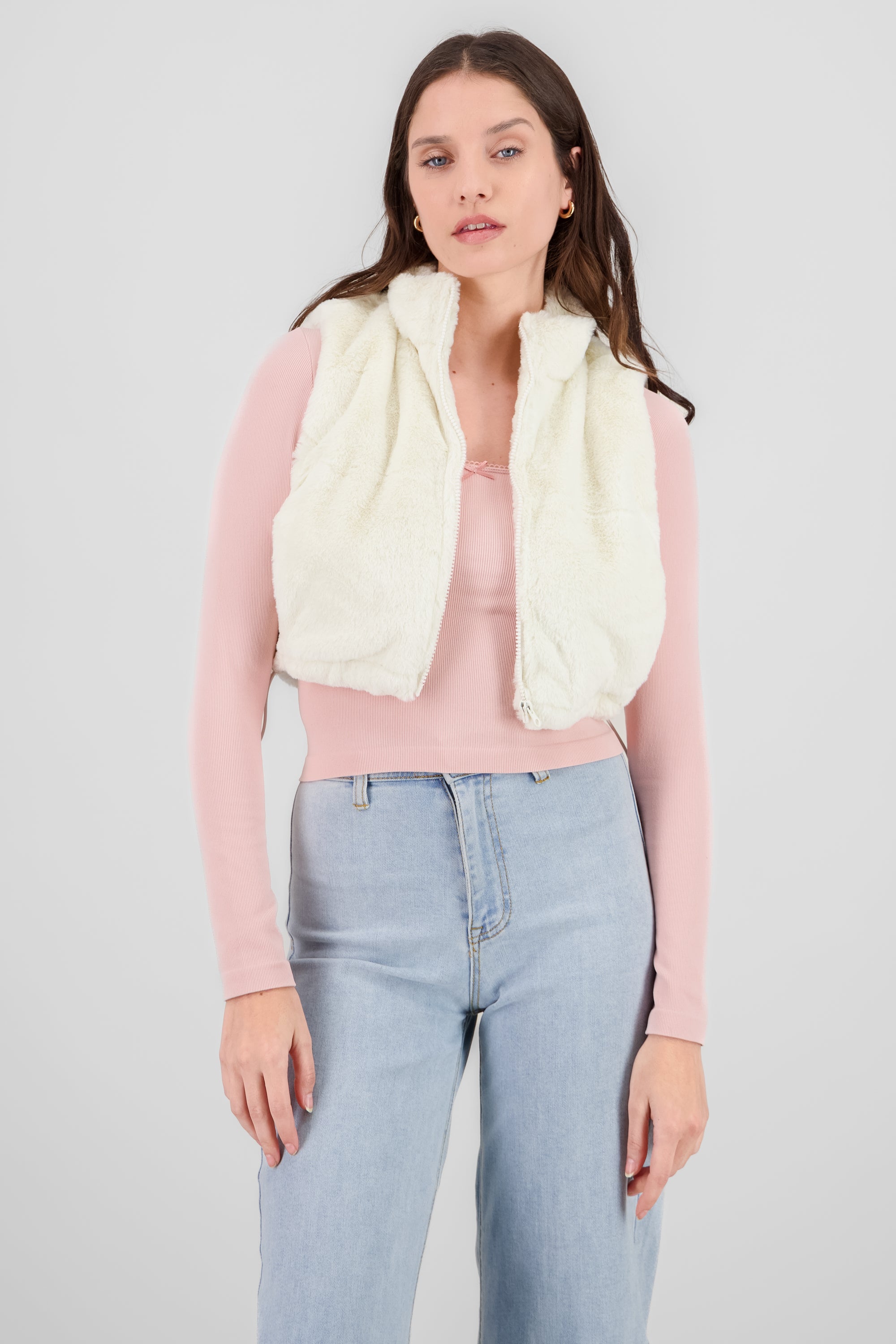 Cropped Fur Vest WHITE