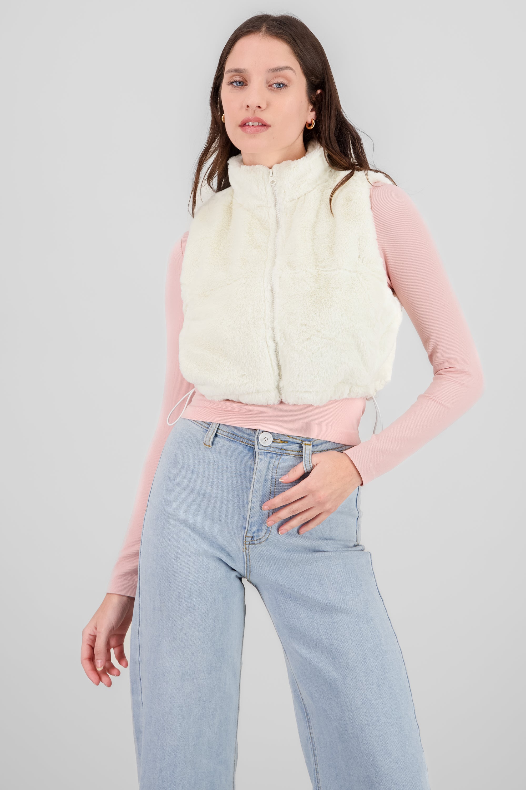 Cropped Fur Vest WHITE