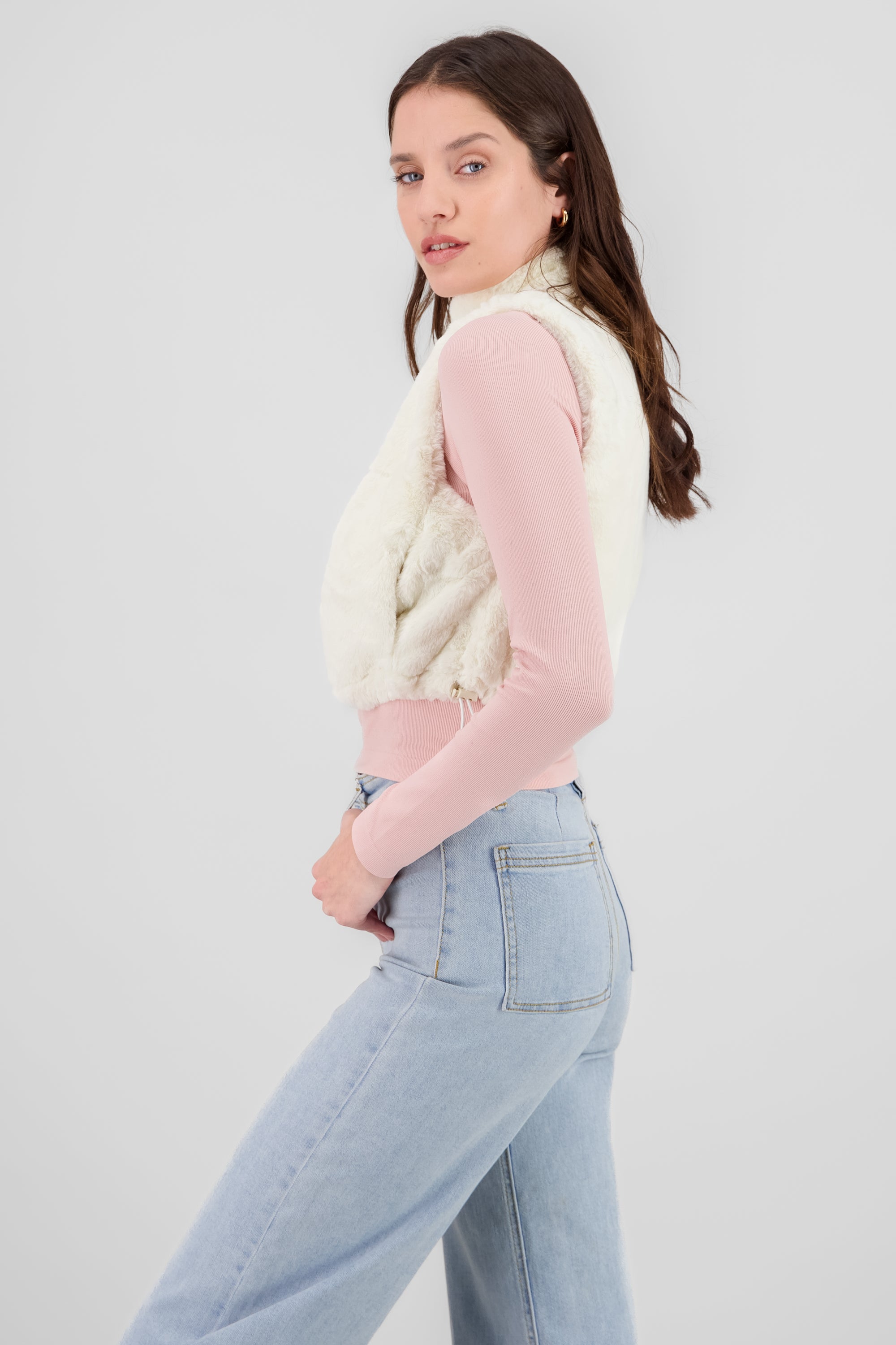 Cropped Fur Vest WHITE