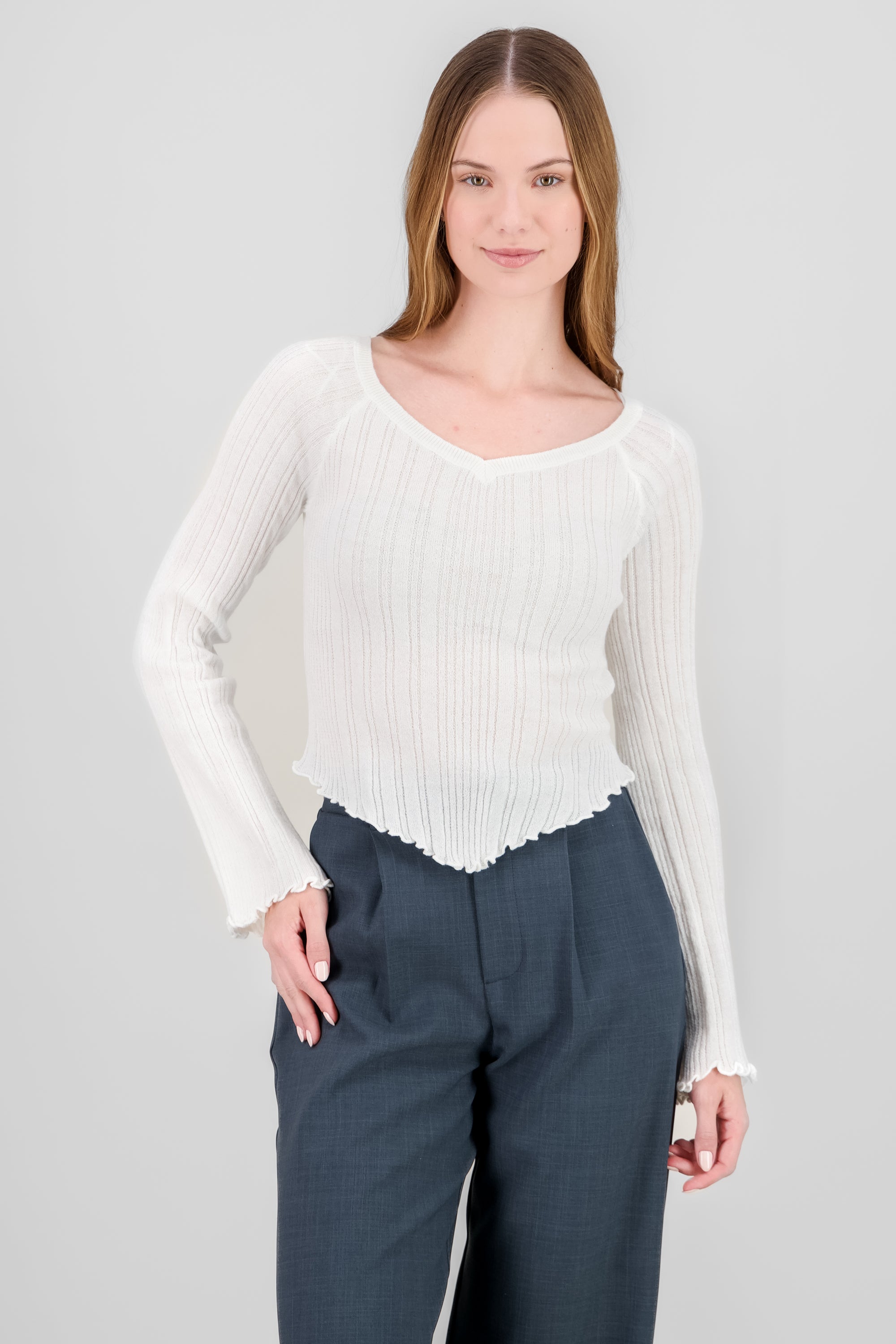 Off Shoulder Textured Top IVORY