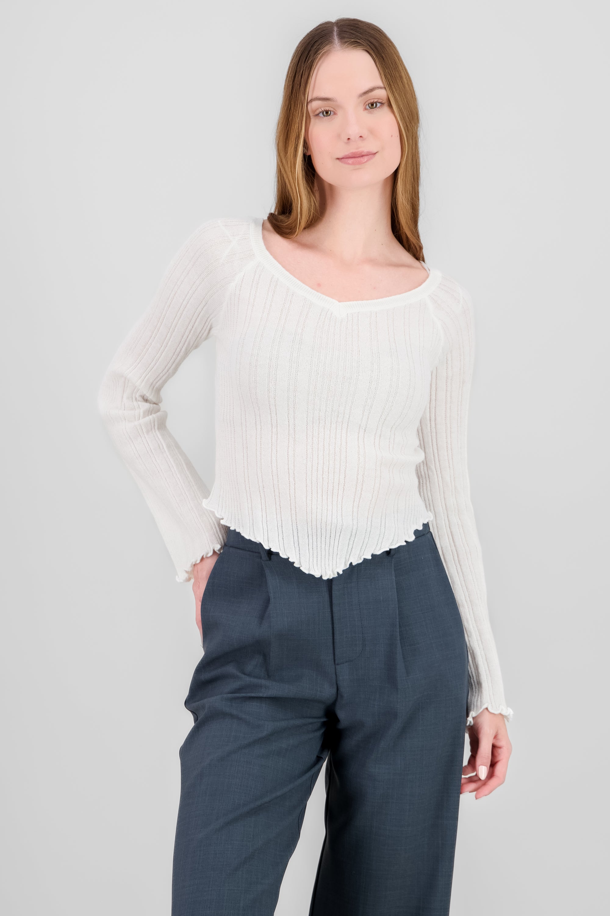 Off Shoulder Textured Top IVORY