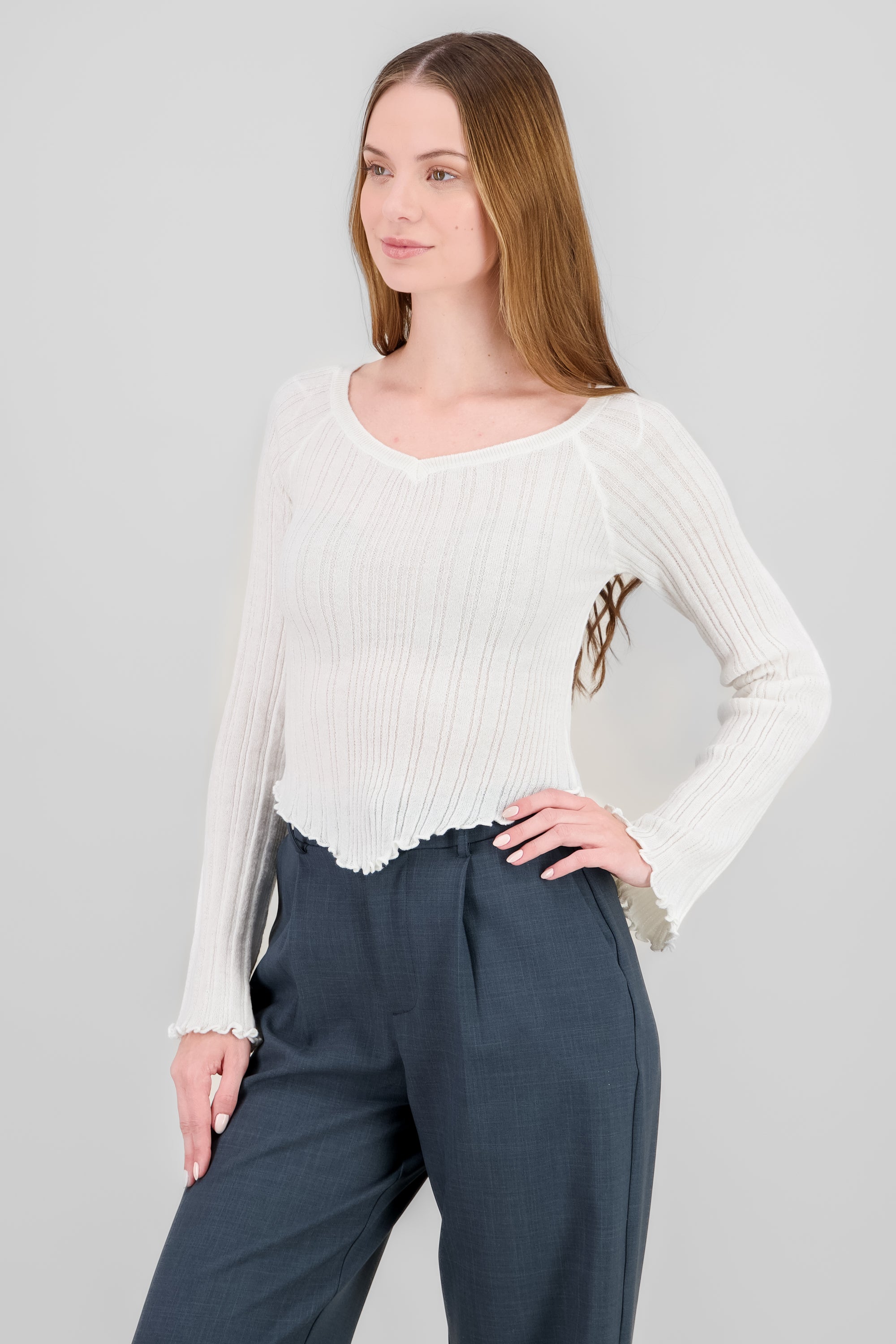 Off Shoulder Textured Top IVORY