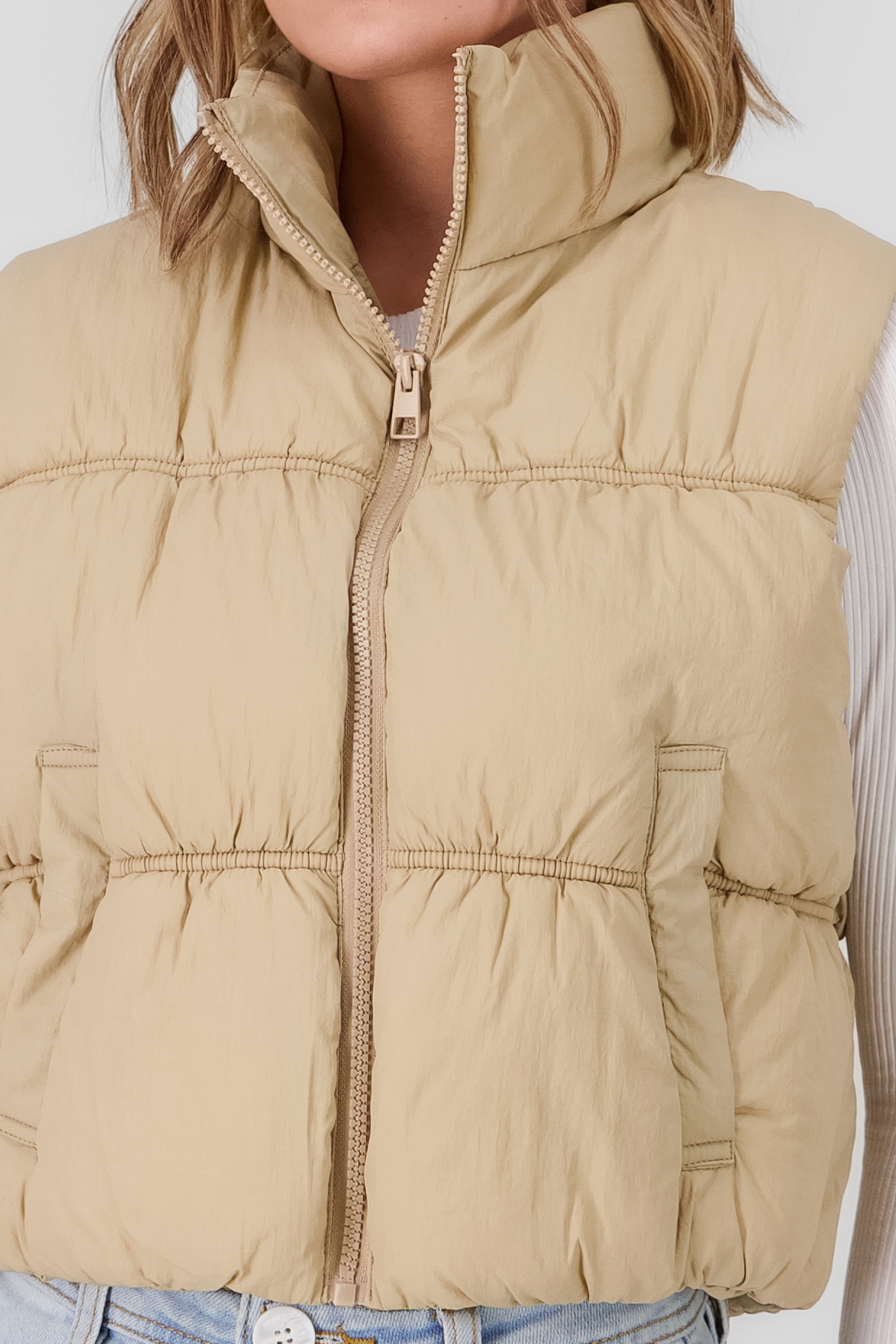 Solid Quilted Vest KHAKI