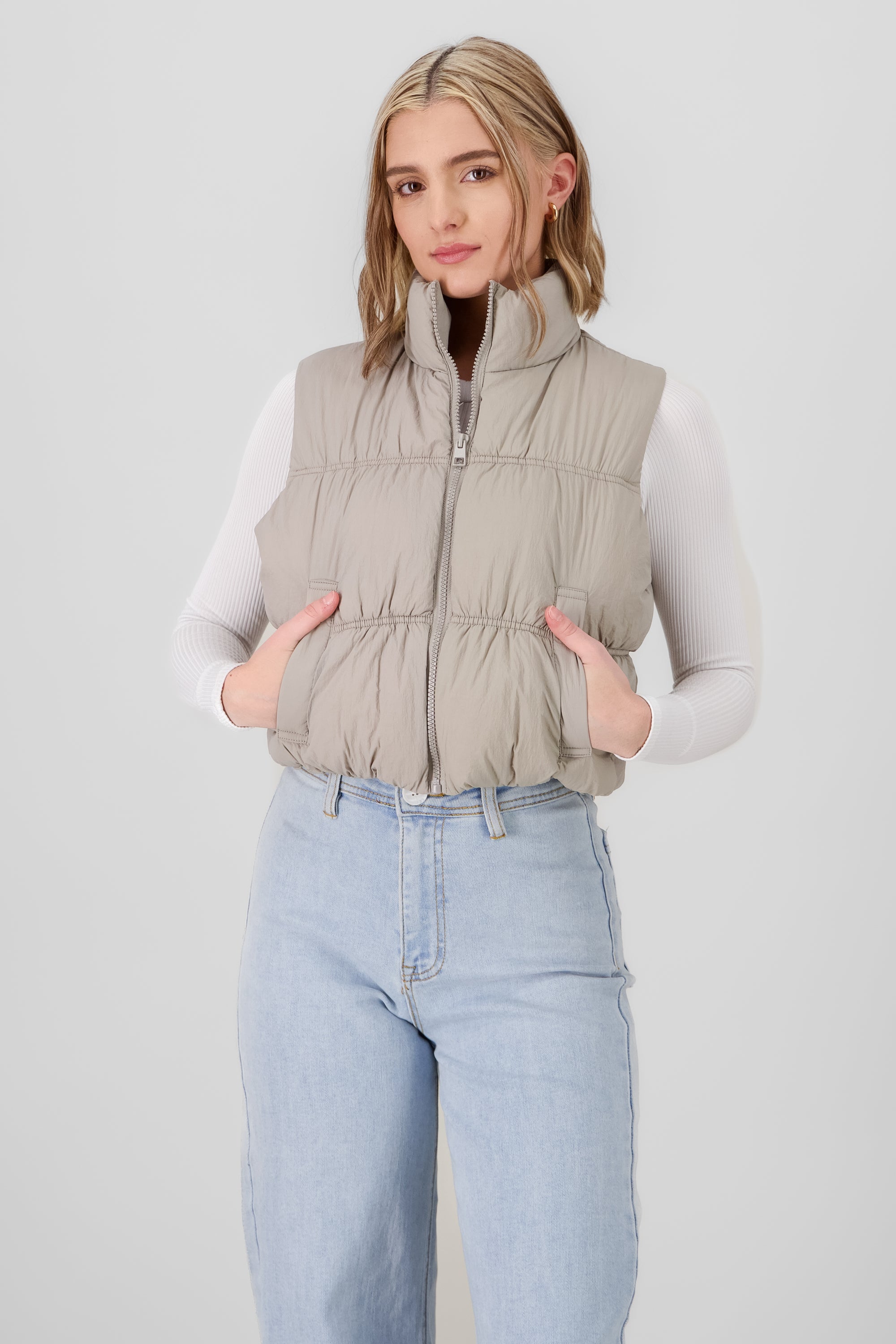 Solid Quilted Vest GRAY