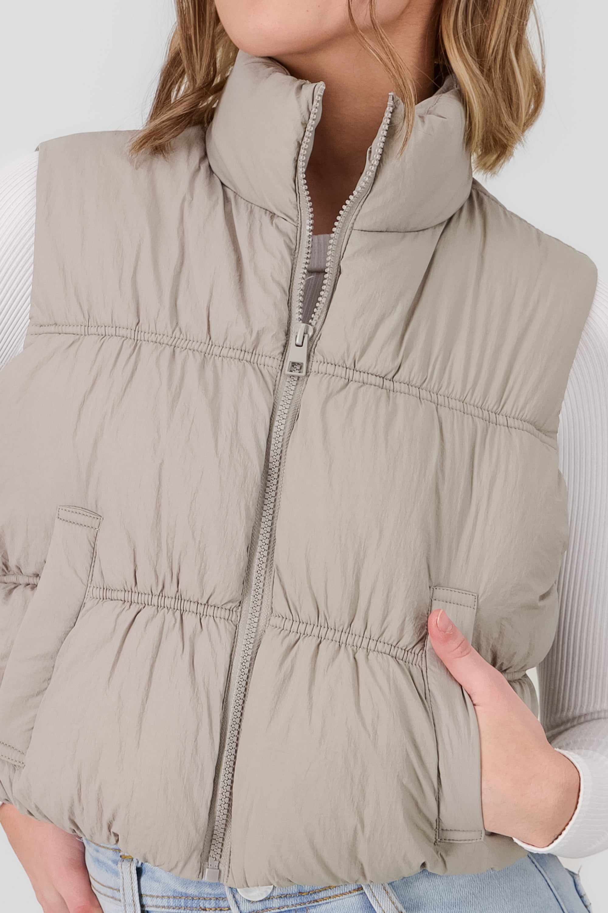 Solid Quilted Vest GRAY