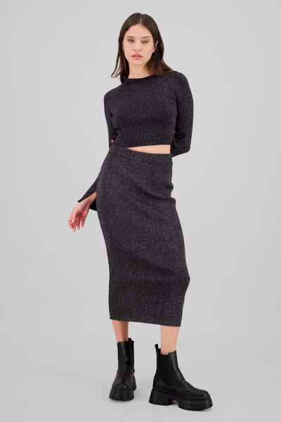 Ribbed Maxi Skirt BLACK COMBO