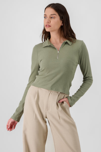 Solid Top with Zipper OLIVE