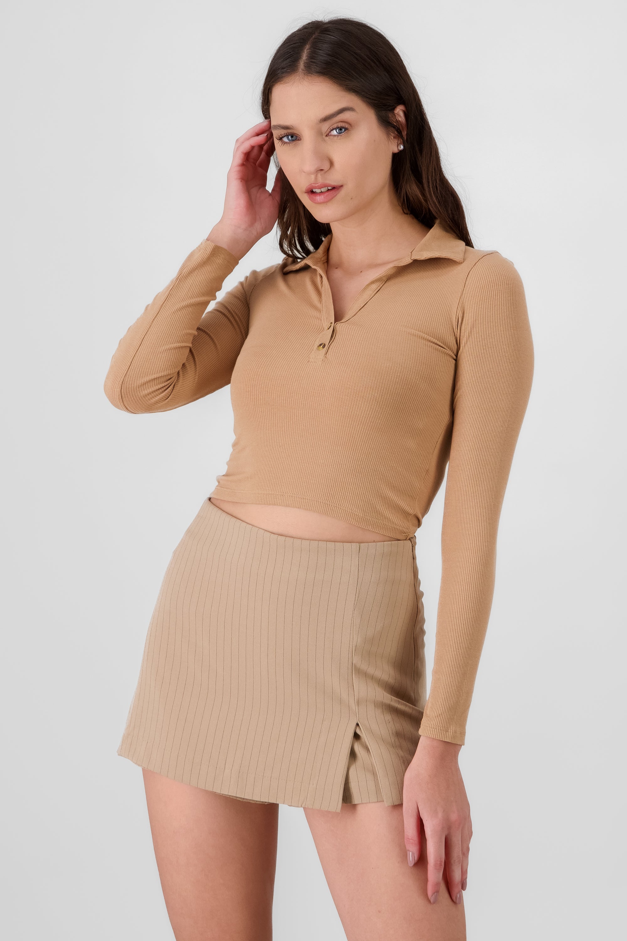 Polo Neck Top CAMEL