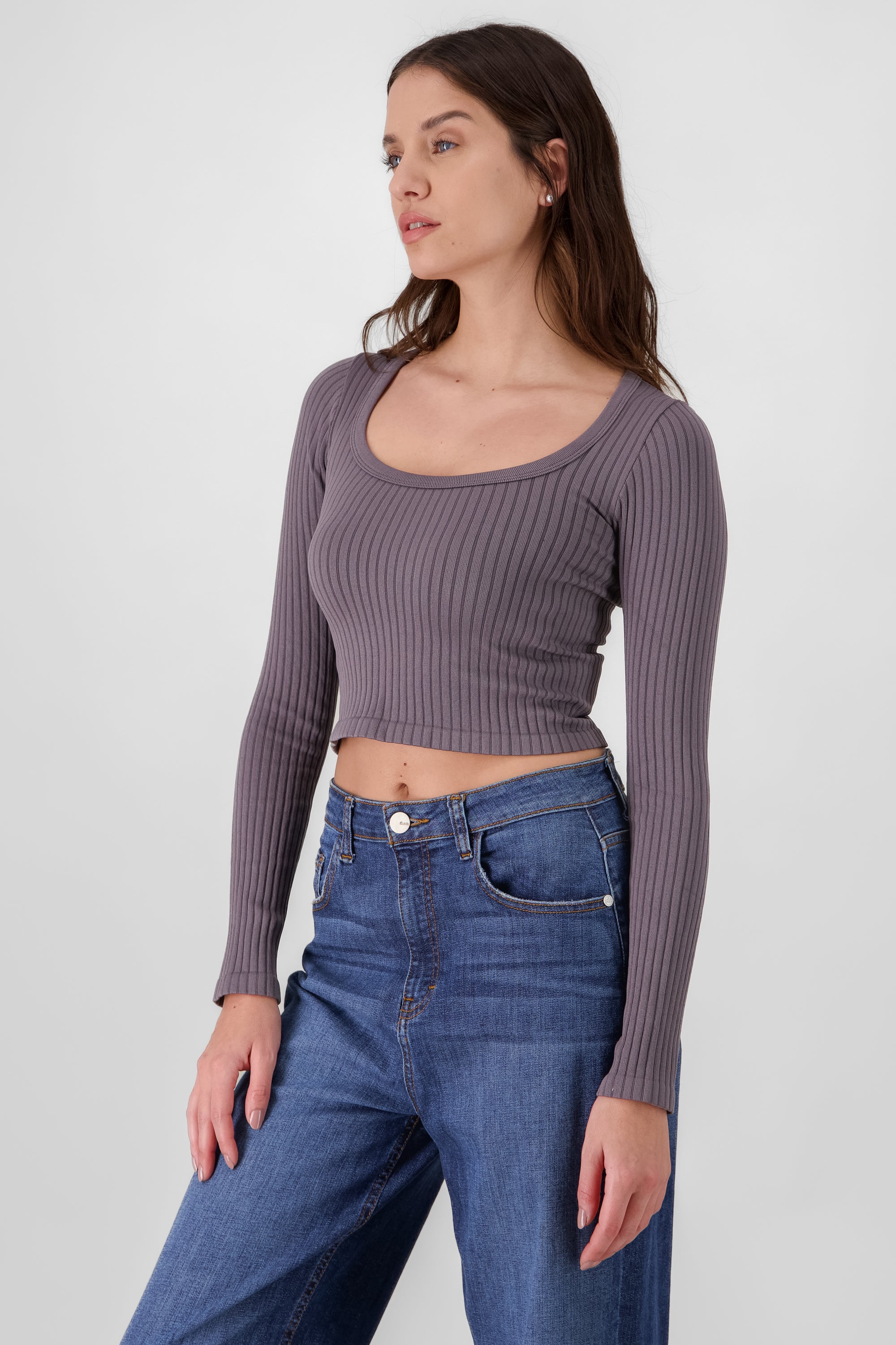 Long Sleeve Knitted Top GREY