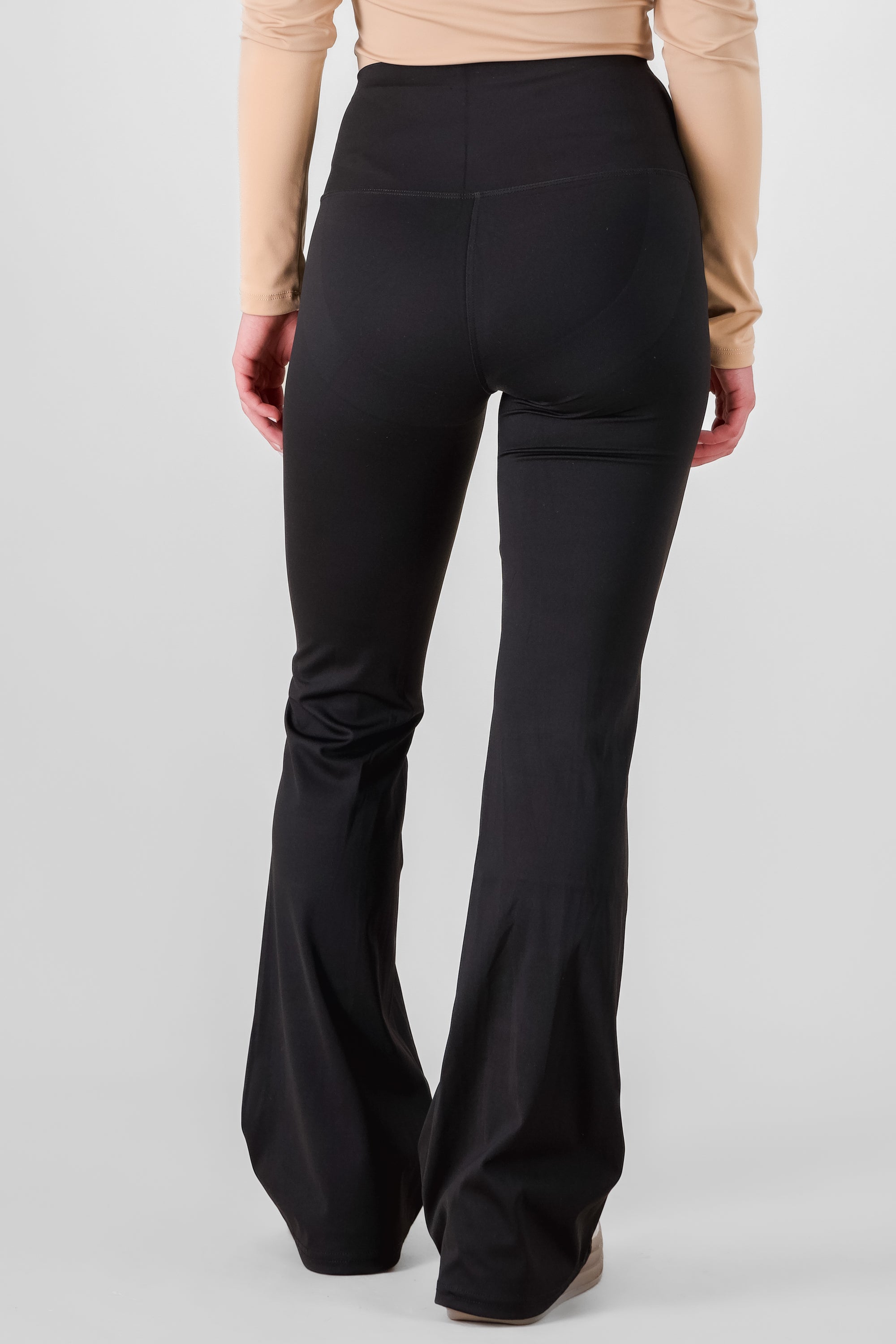 Solid Leggings with Crossover Waistband BLACK