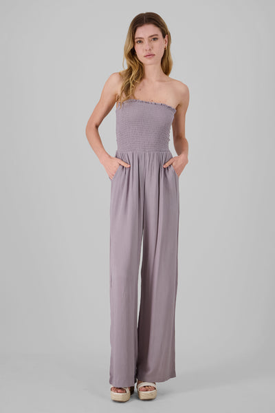 Wide Leg Bandeau Jumpsuit LIGHT GRAY