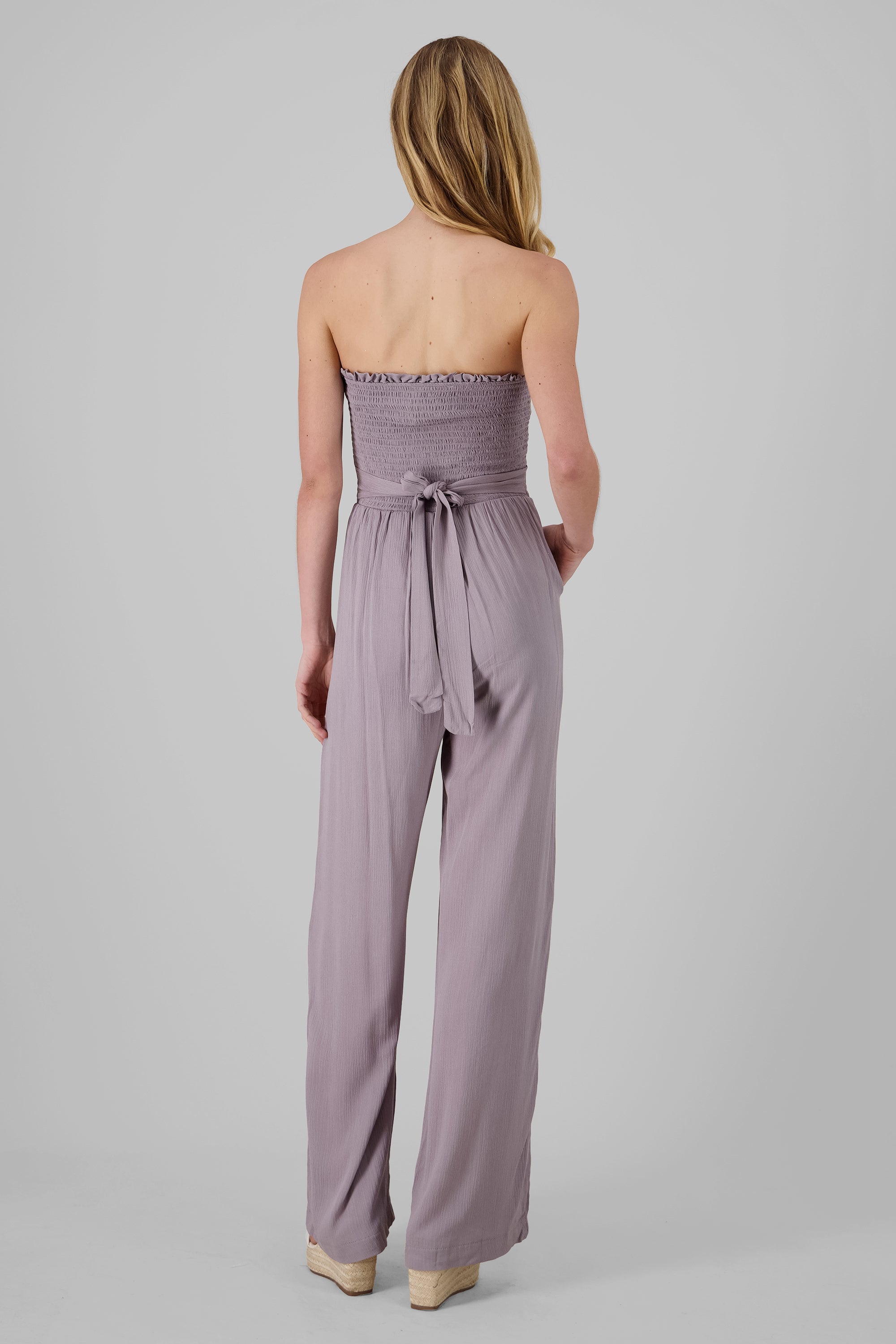 Wide Leg Bandeau Jumpsuit LIGHT GRAY