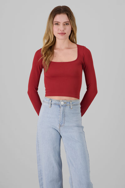 Long Sleeve Top BURGUNDY