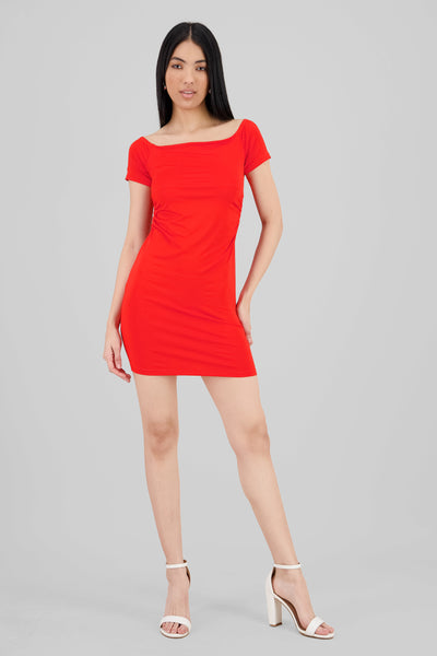 Draped Detail Mini Dress RED