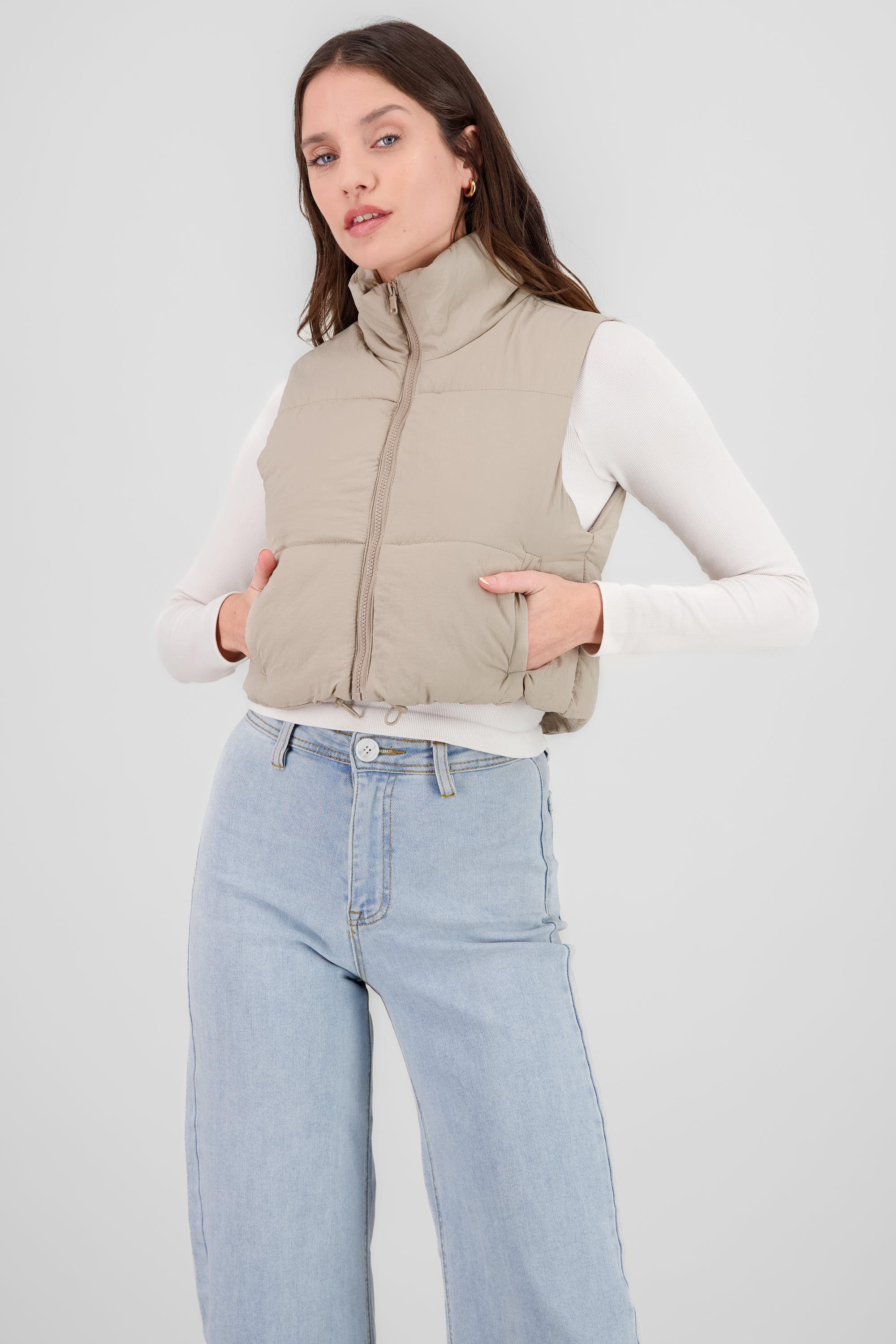 Solid Quilted Vest CREAM