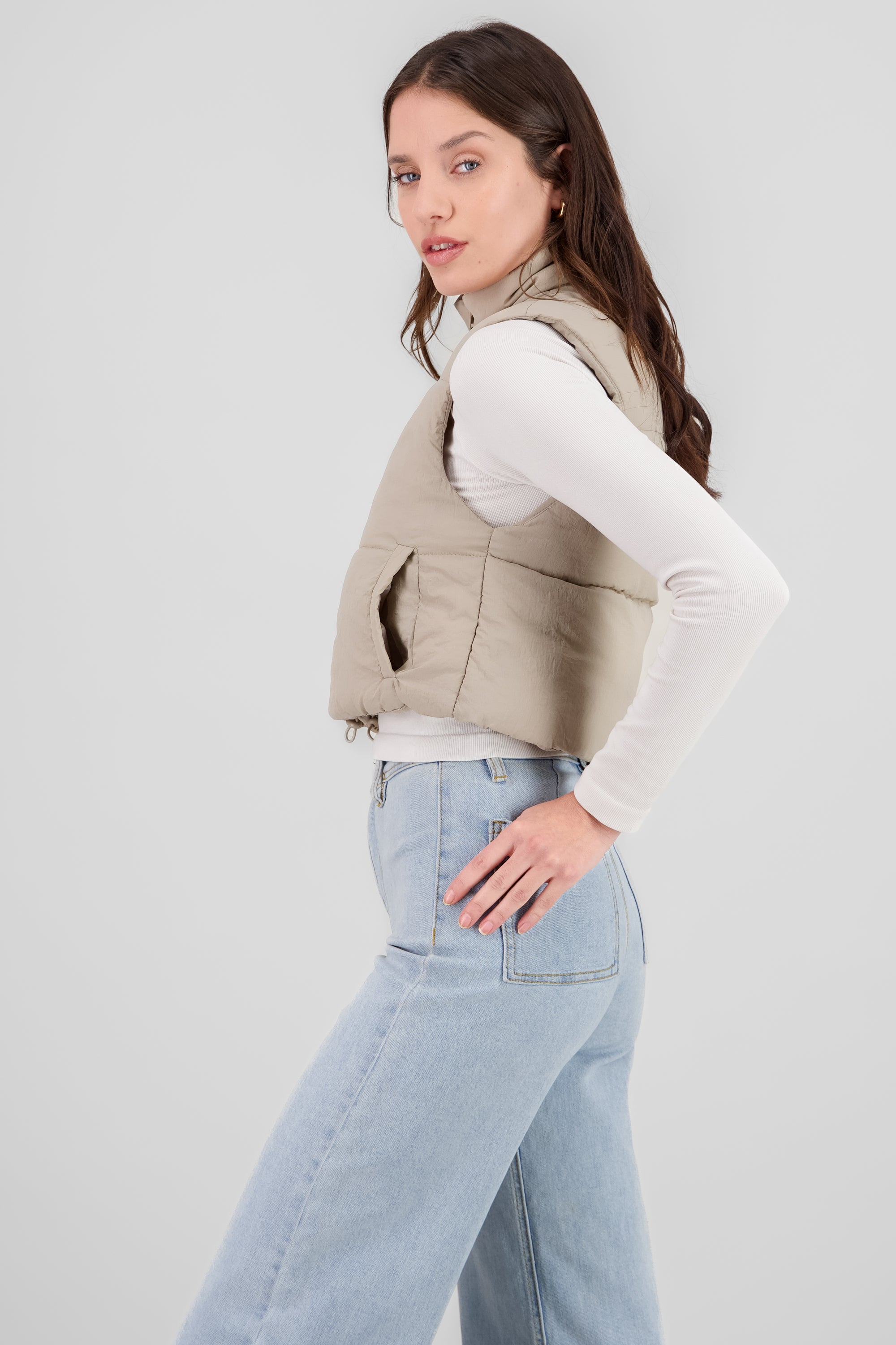 Solid Quilted Vest CREAM