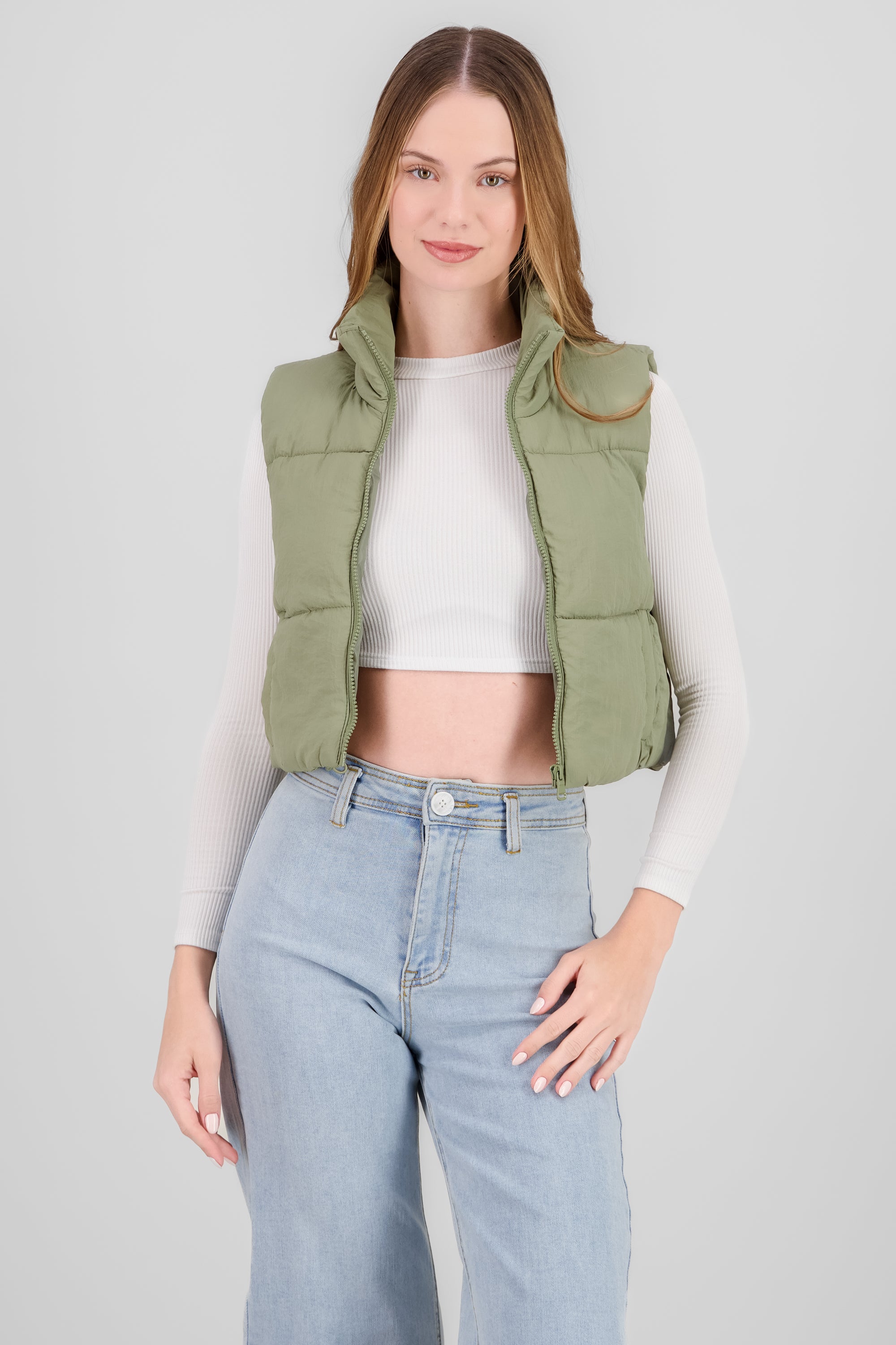 Solid Quilted Vest OLIVE