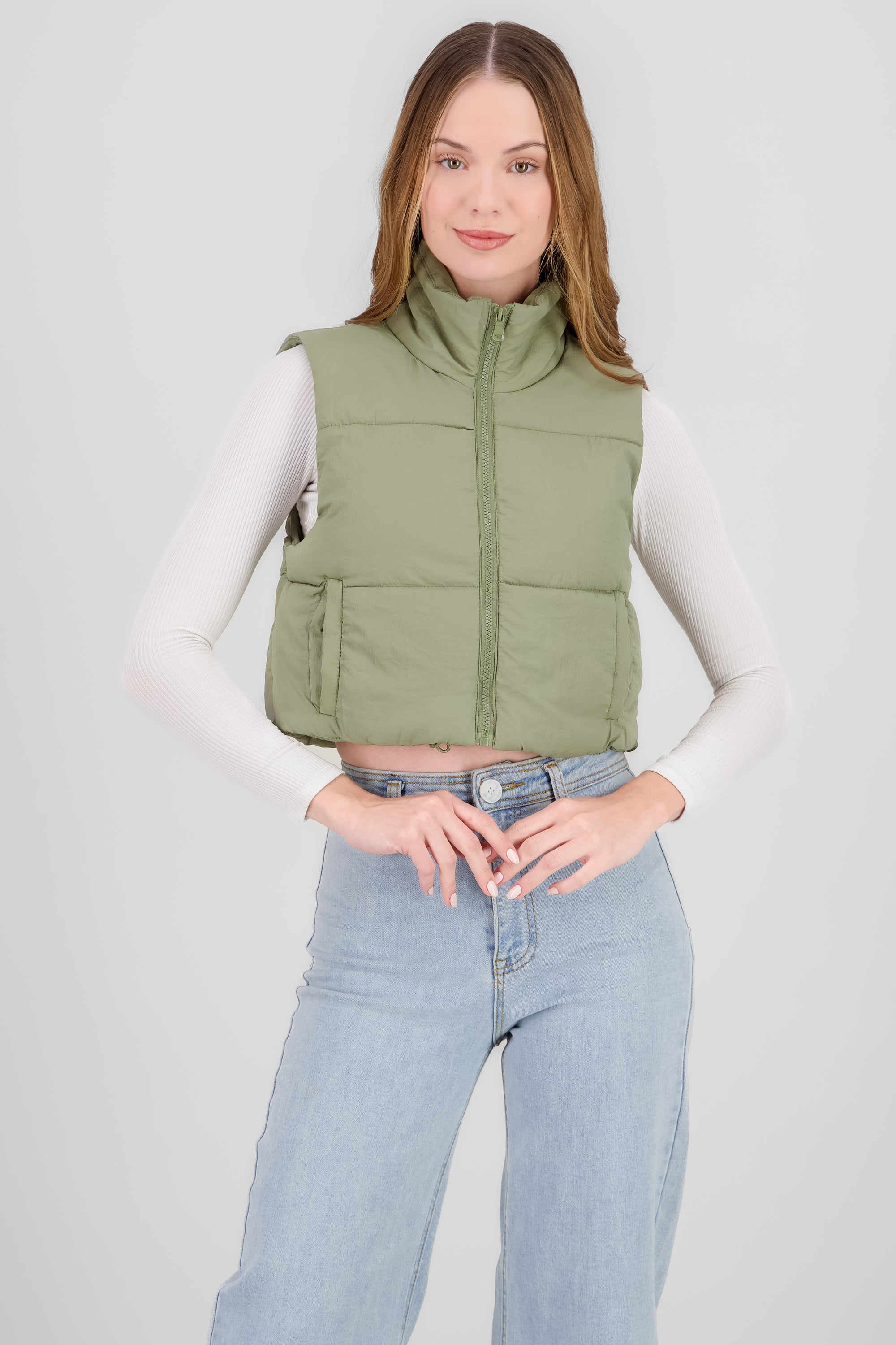 Solid Quilted Vest OLIVE