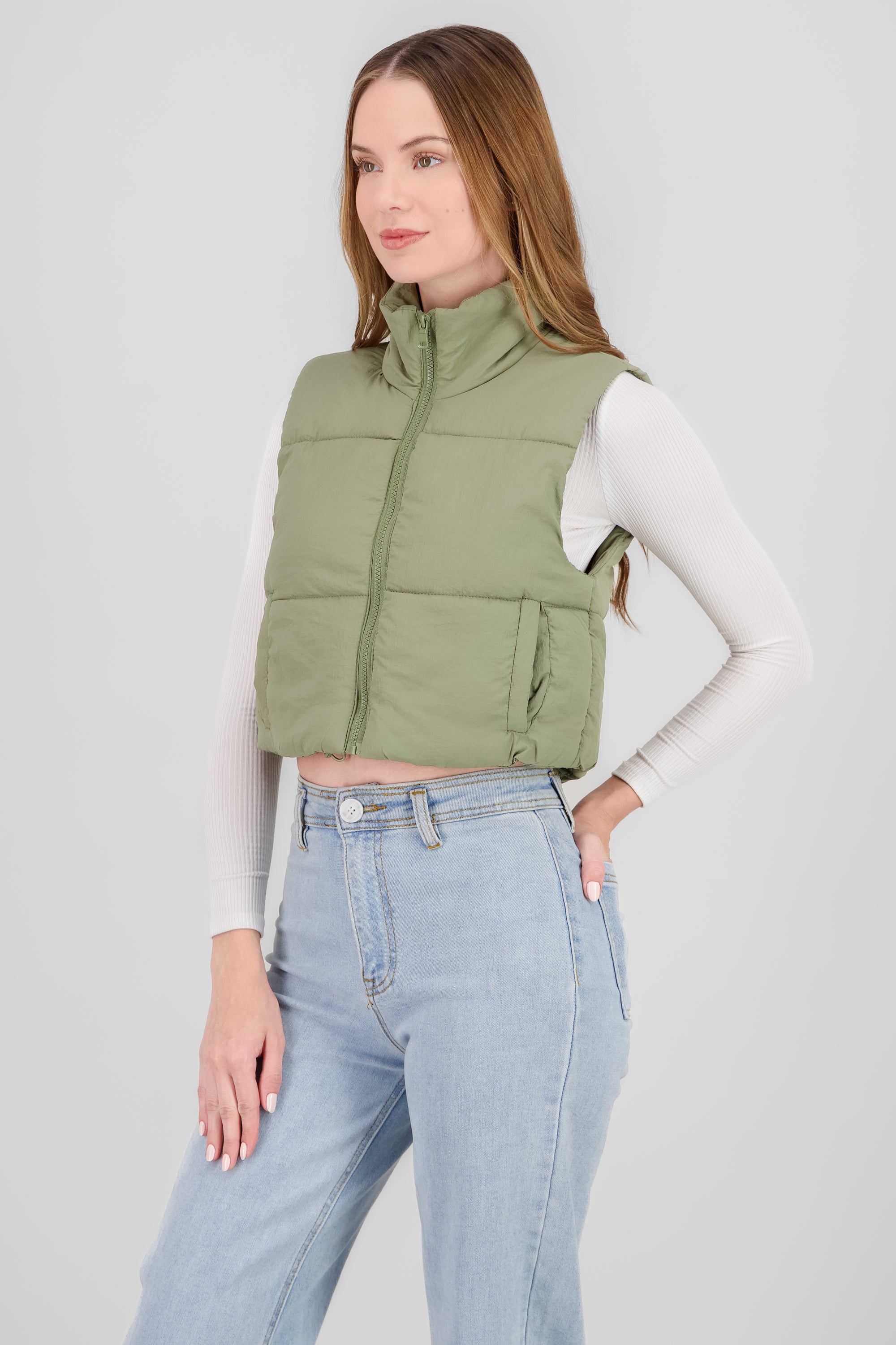 Solid Quilted Vest OLIVE