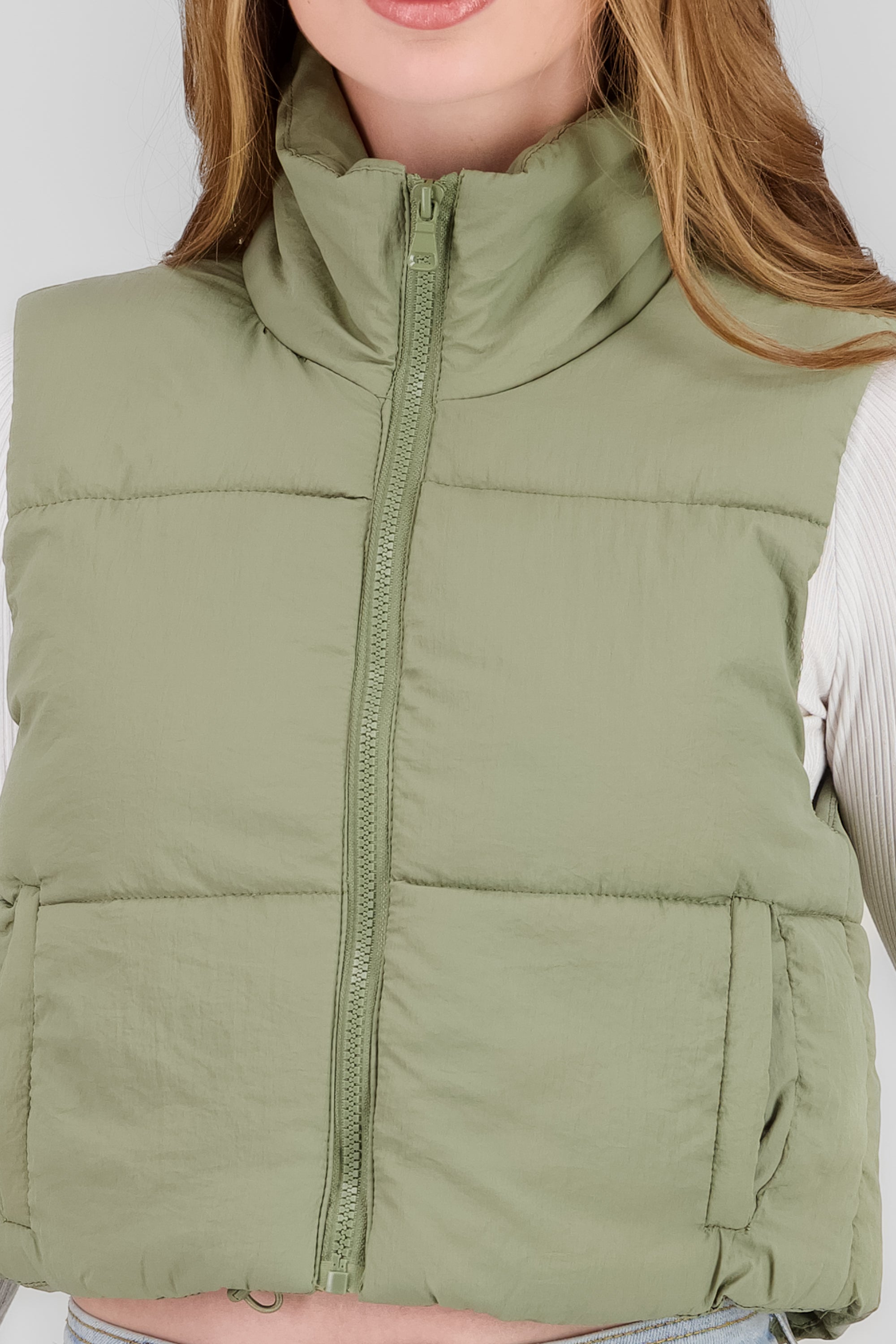 Solid Quilted Vest OLIVE